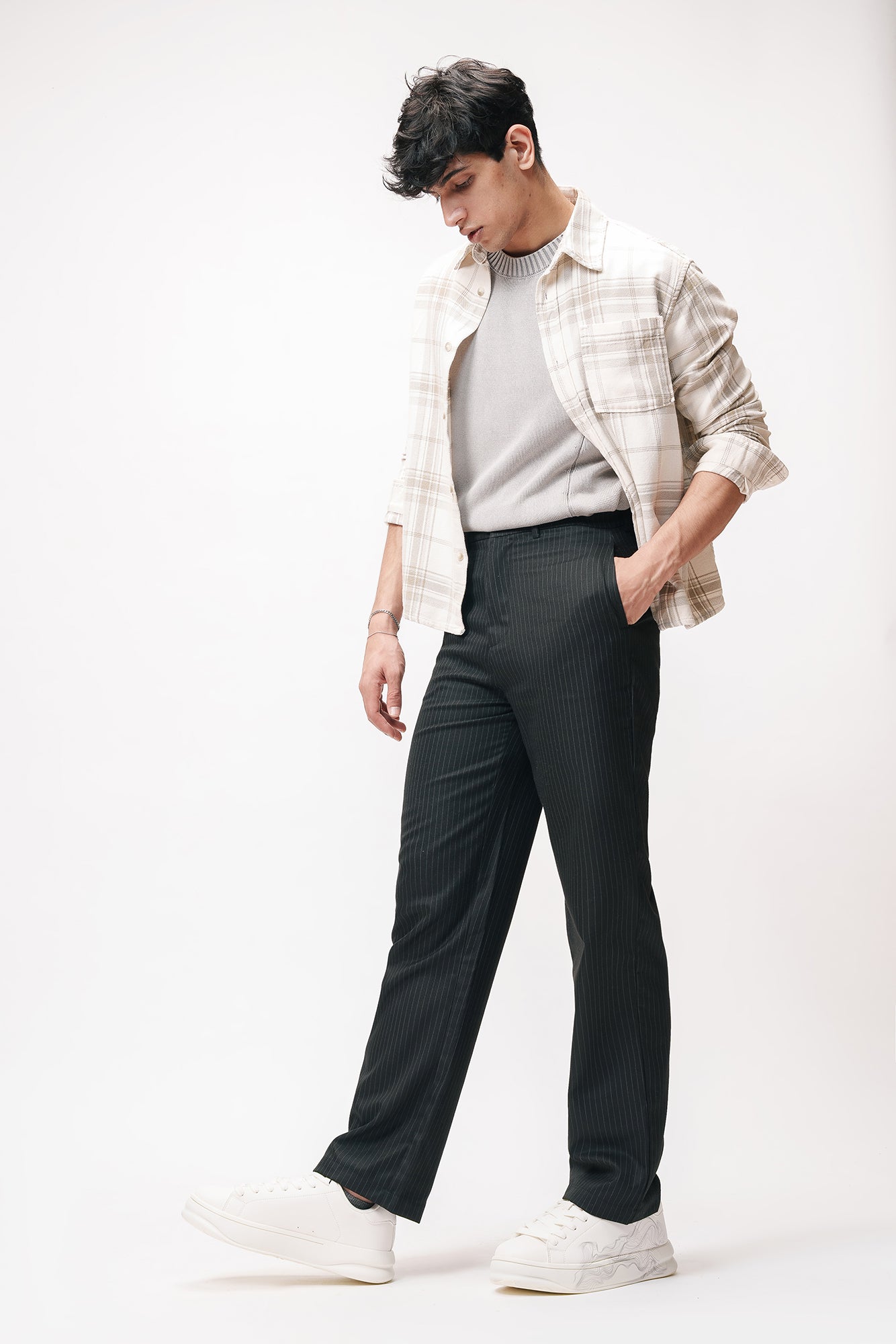 Dapper Black Men's Straight Pinstripe Pants