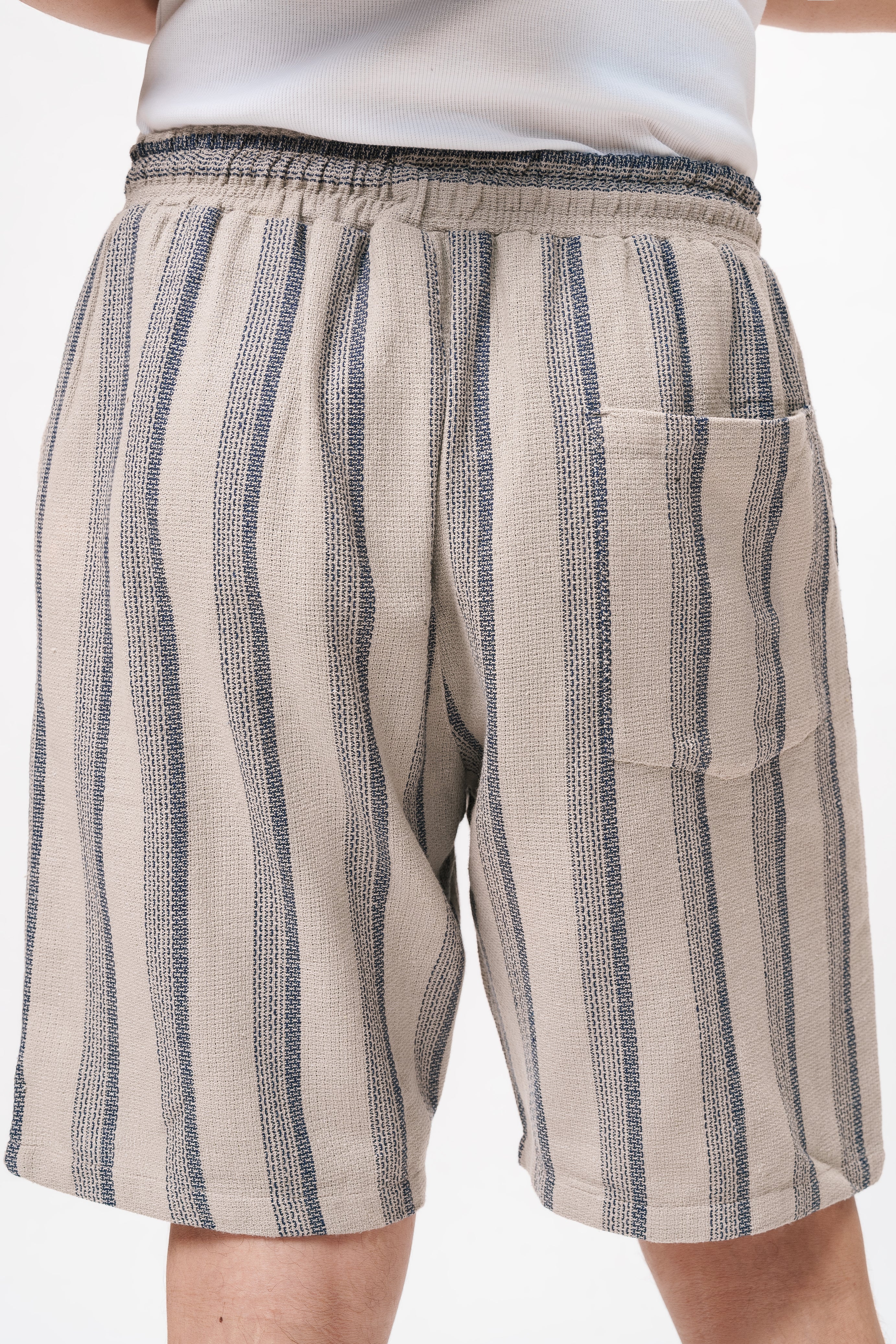Wistful White Striped Men's Bermuda Shorts