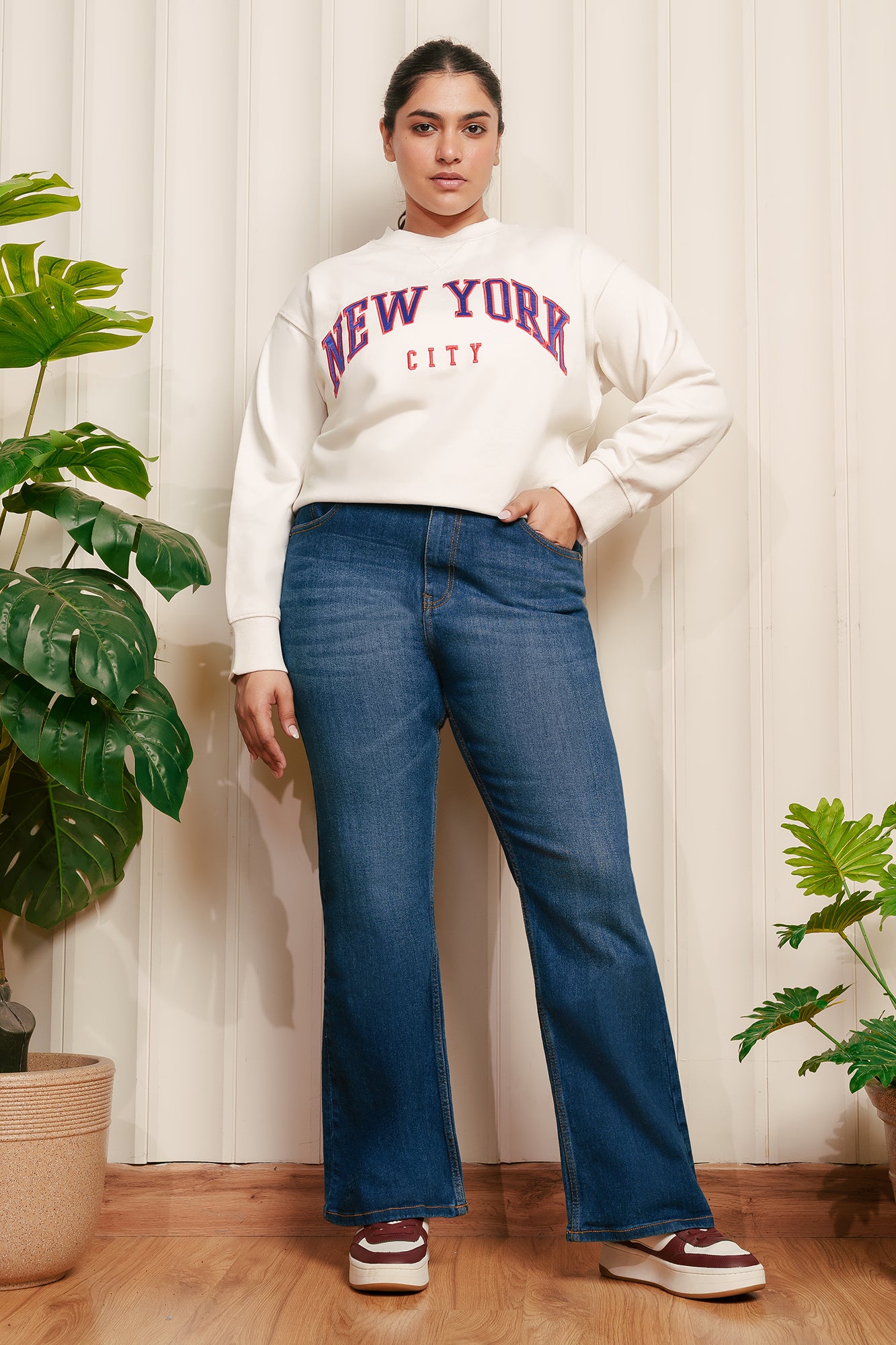 Curve Gym Baddie Indigo Bootcut Jeans