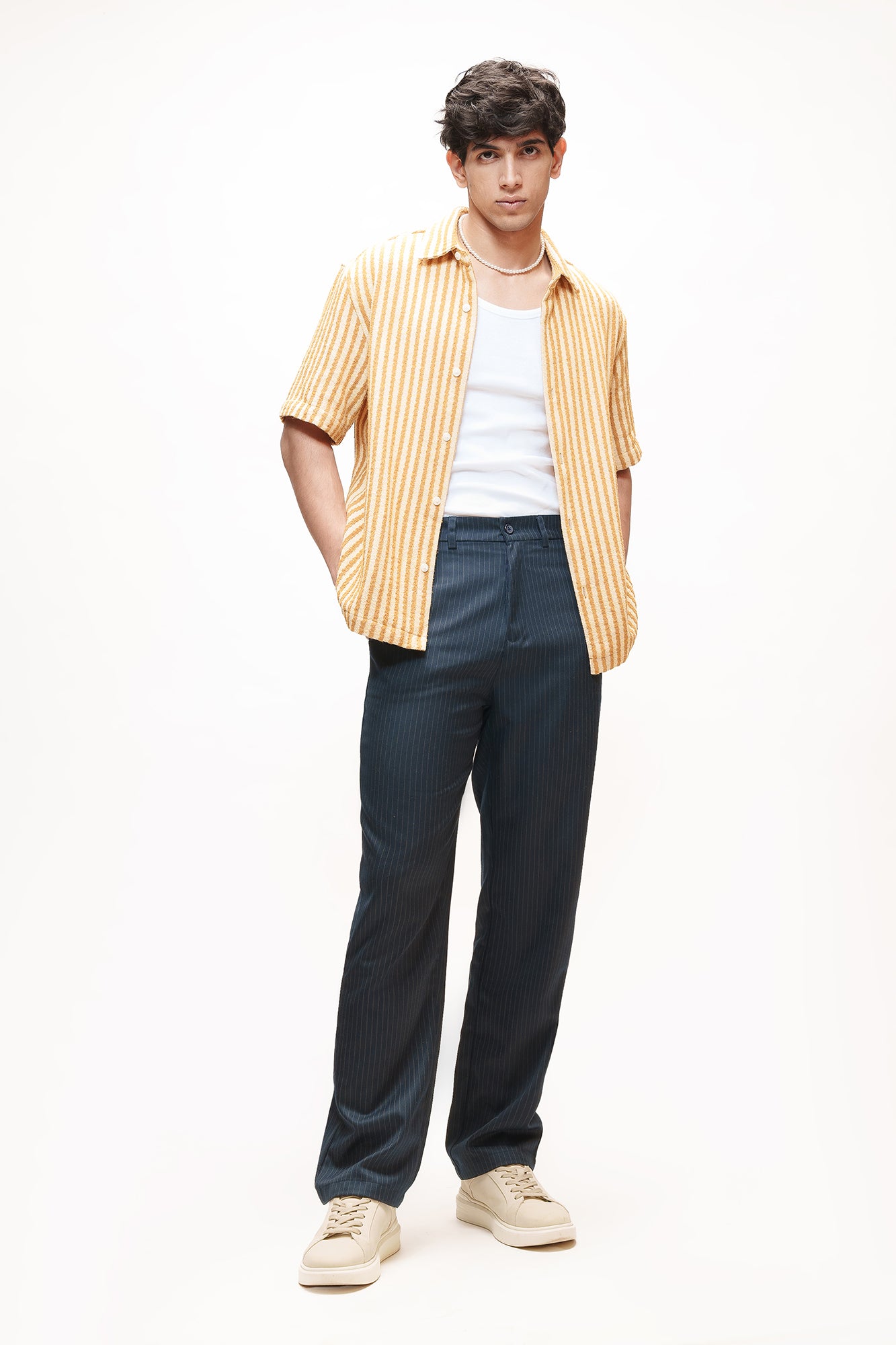 Steel Navy Men's Straight Pinstripe Pants