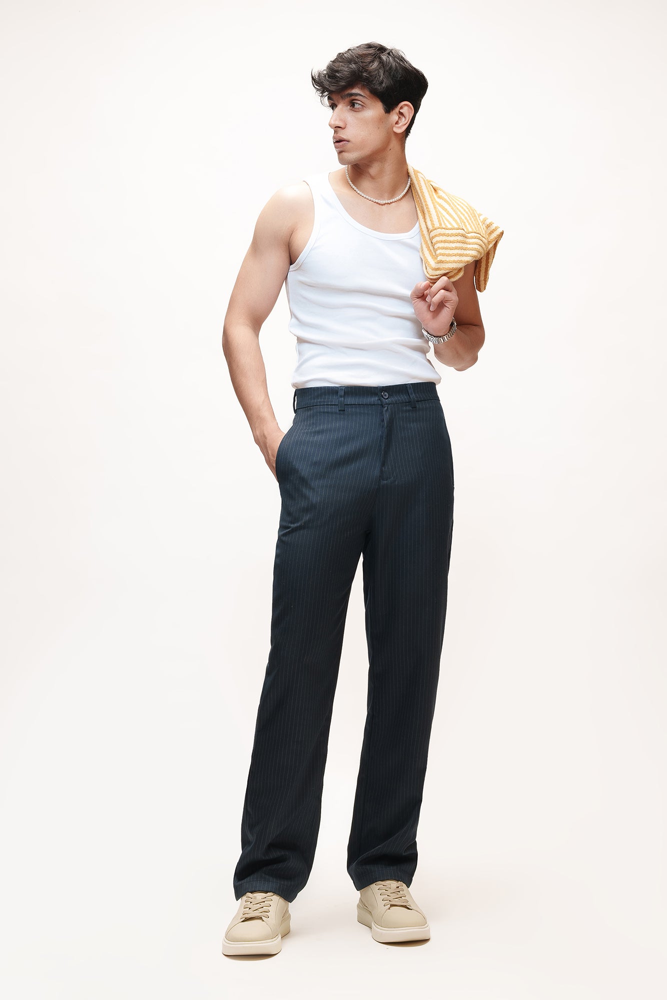 Steel Navy Men's Straight Pinstripe Pants