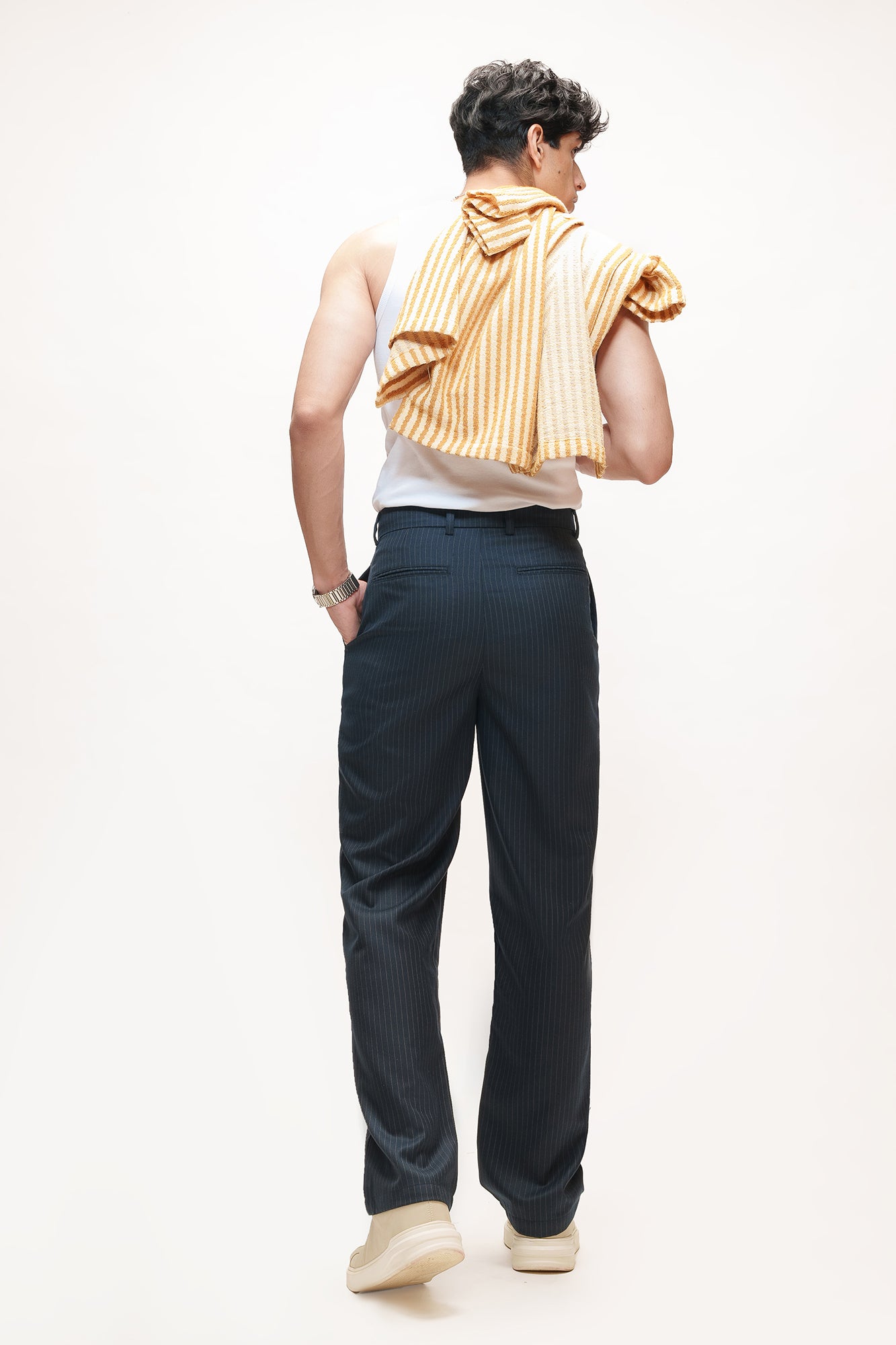 Steel Navy Men's Straight Pinstripe Pants