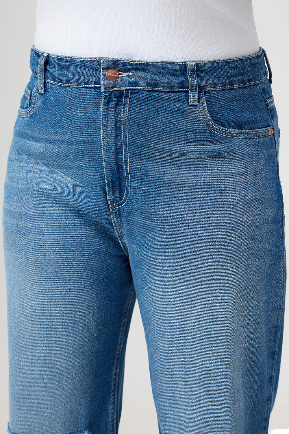 Curve Urban Blue Ripped Wide Jeans