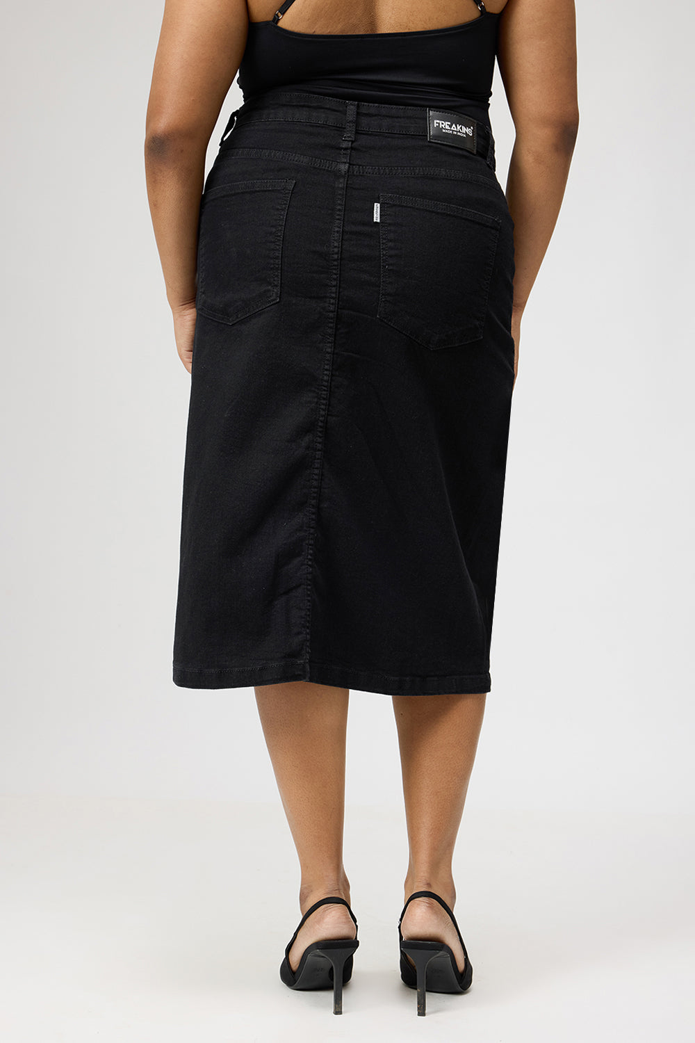 Curve Black Buttoned Women's Bodycon Skirt