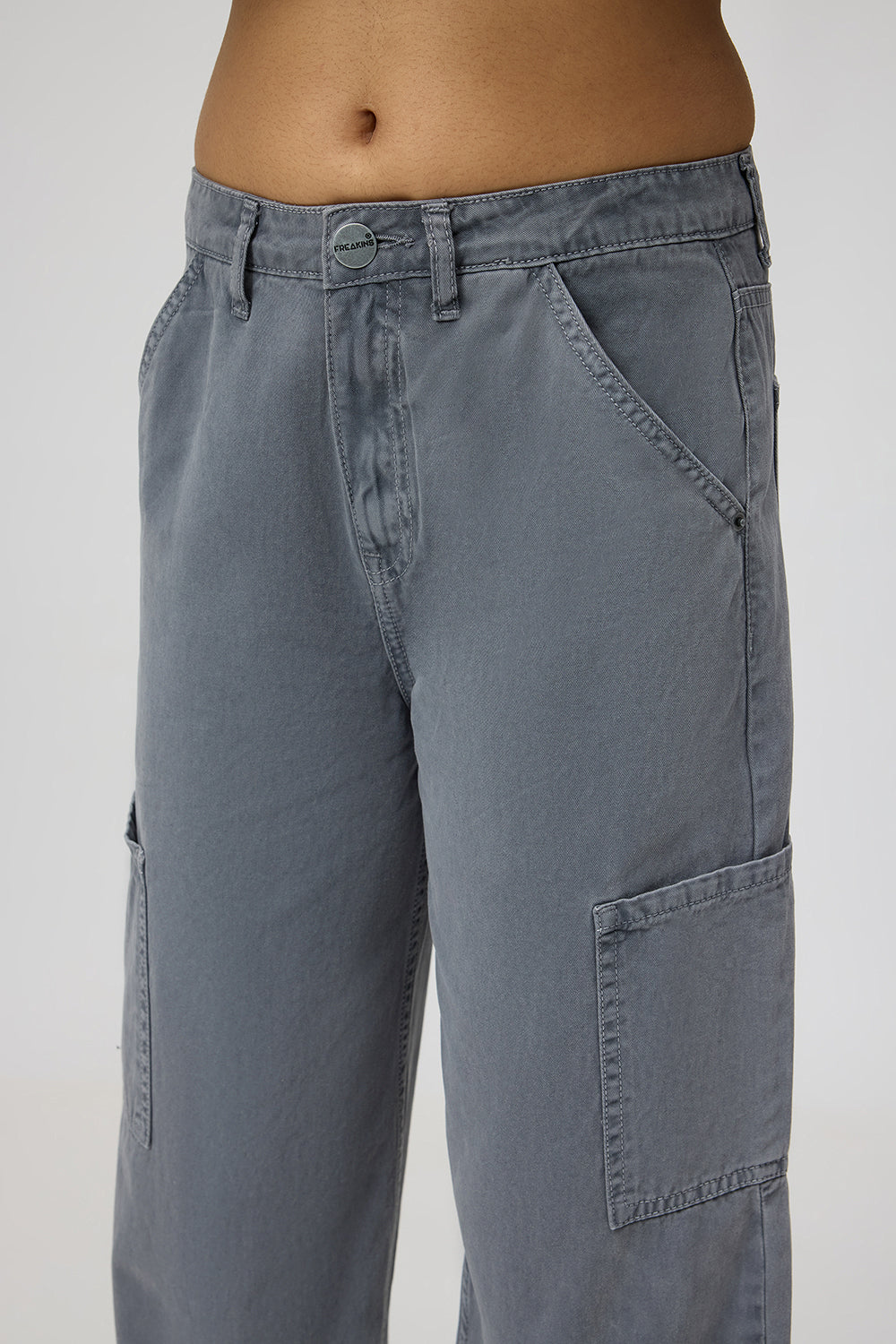 Gravel Grey Women's Straight Cargo Jeans