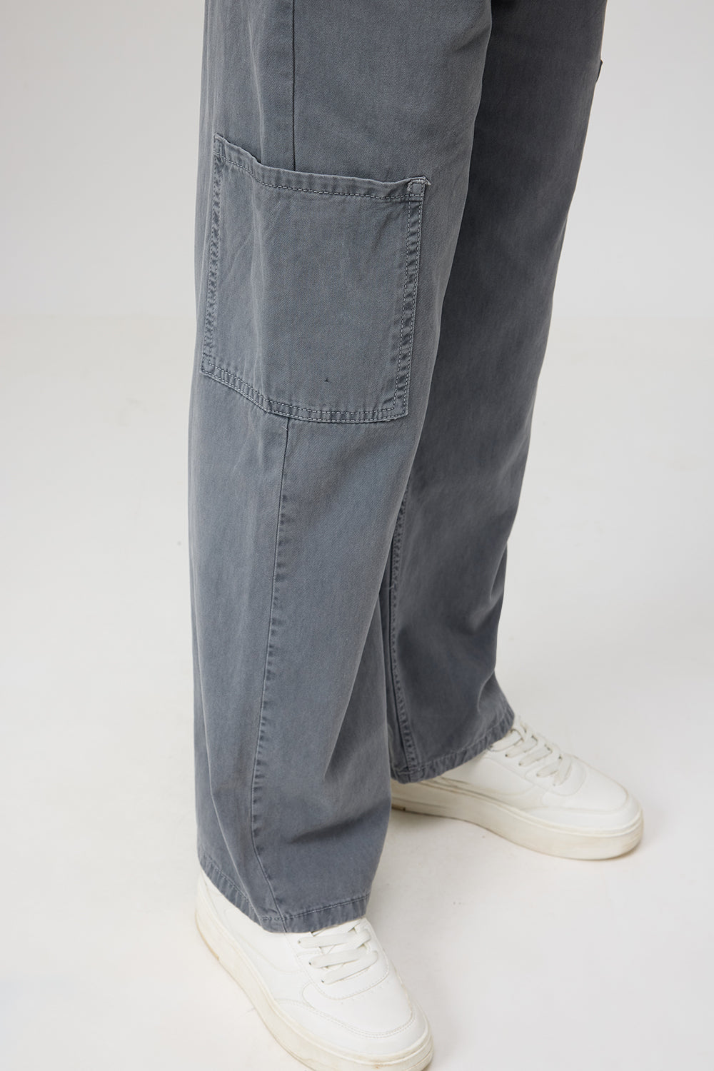 Gravel Grey Women's Straight Cargo Jeans