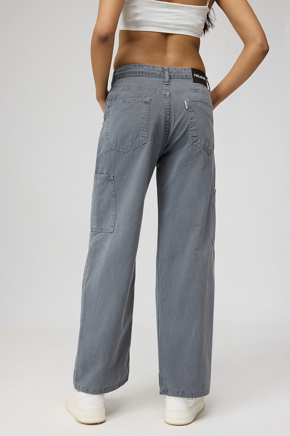 Gravel Grey Women's Straight Cargo Jeans