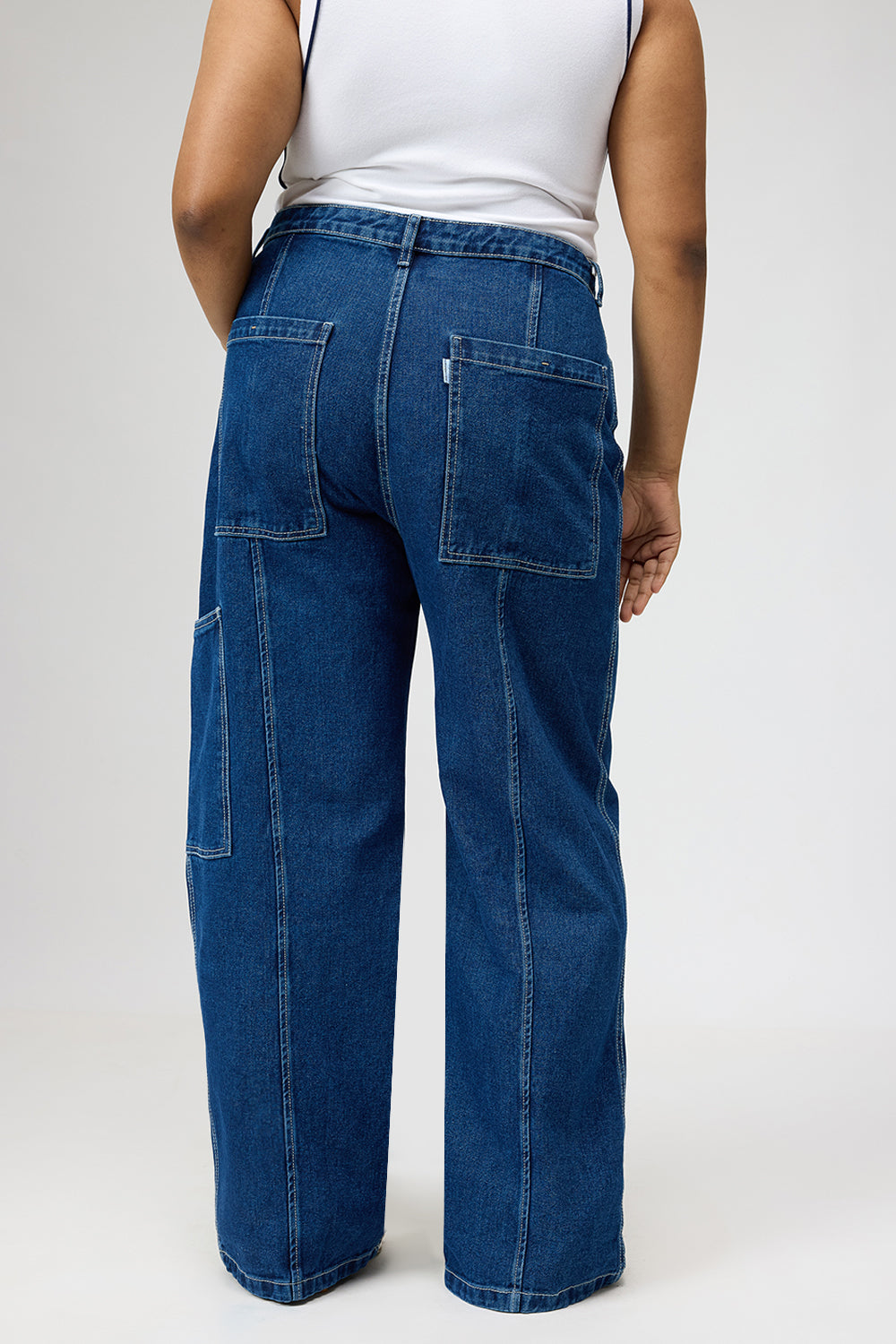 Curve Blue Pintuck Straight Cargo Pants