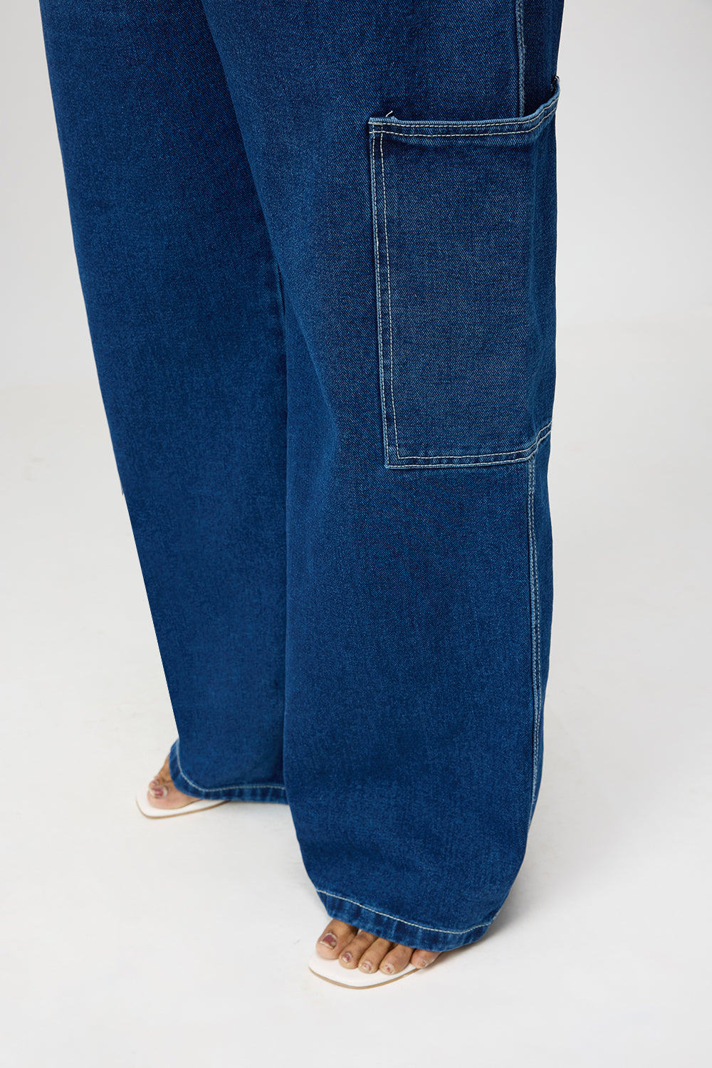Curve Blue Pintuck Straight Cargo Pants