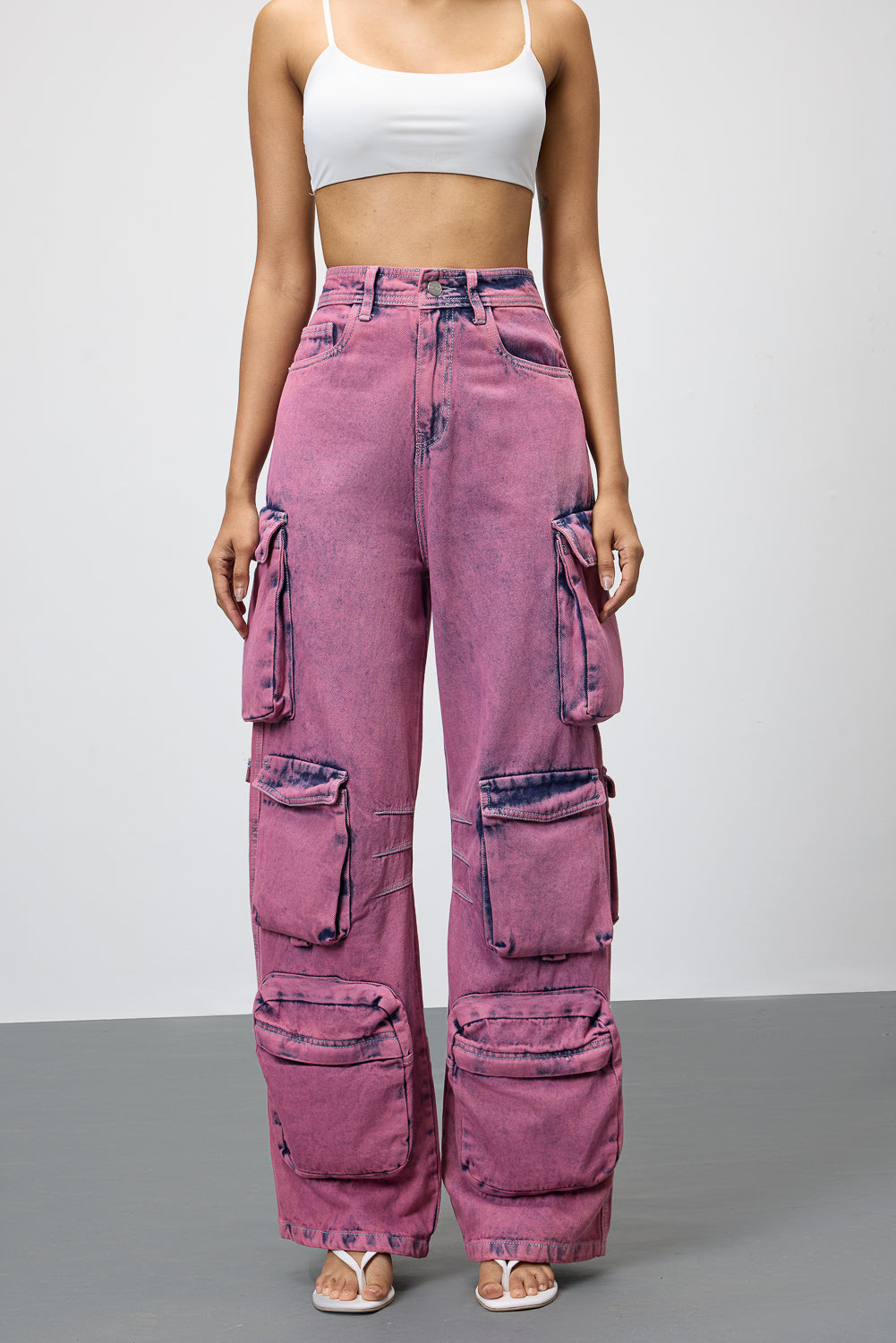 Blush Women's Baggy Straight Cargo Jeans