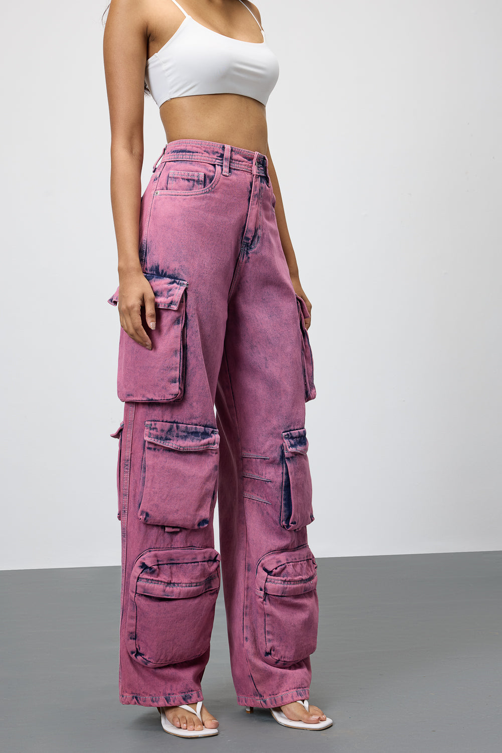 Blush Women's Baggy Straight Cargo Jeans