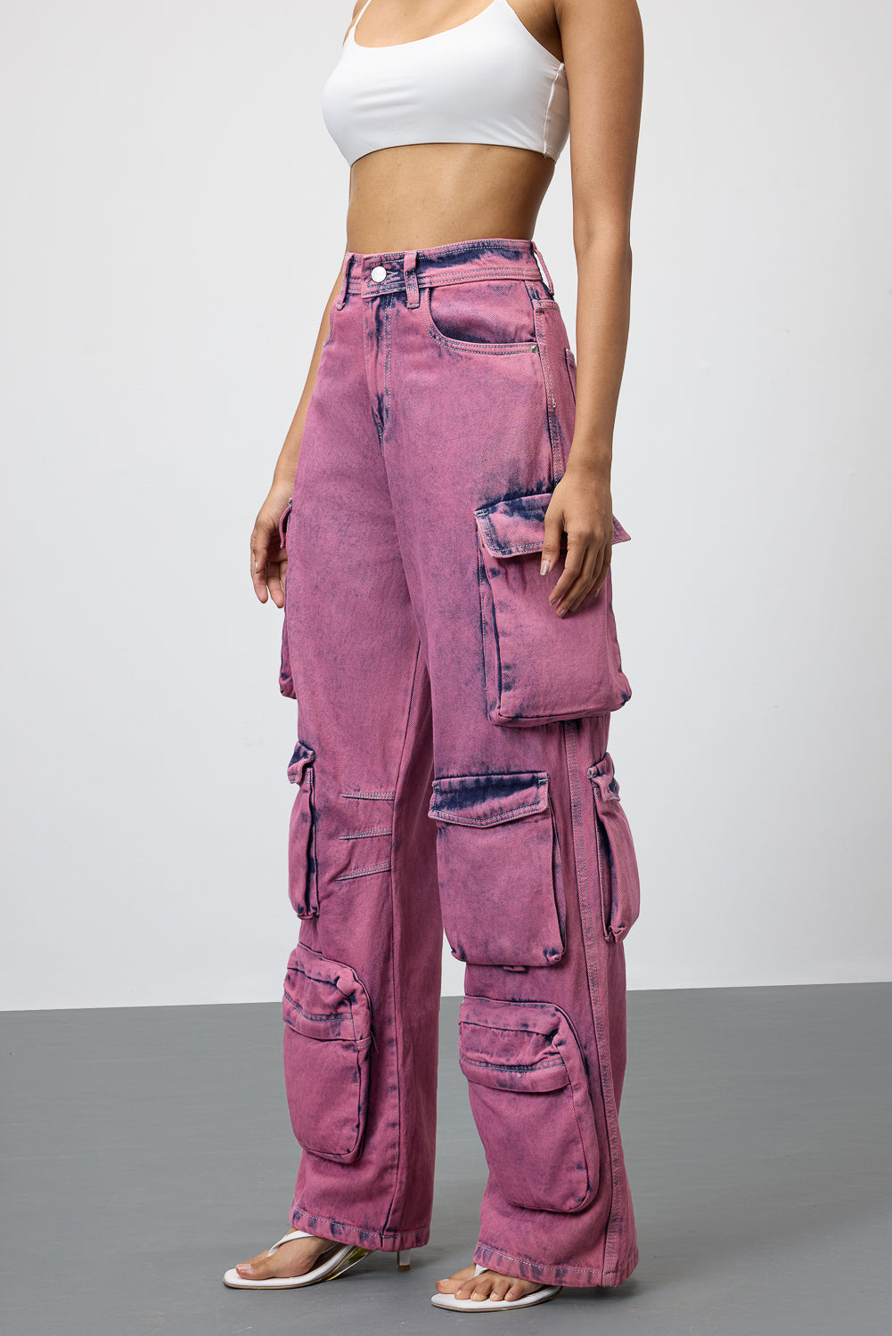 Blush Women's Baggy Straight Cargo Jeans