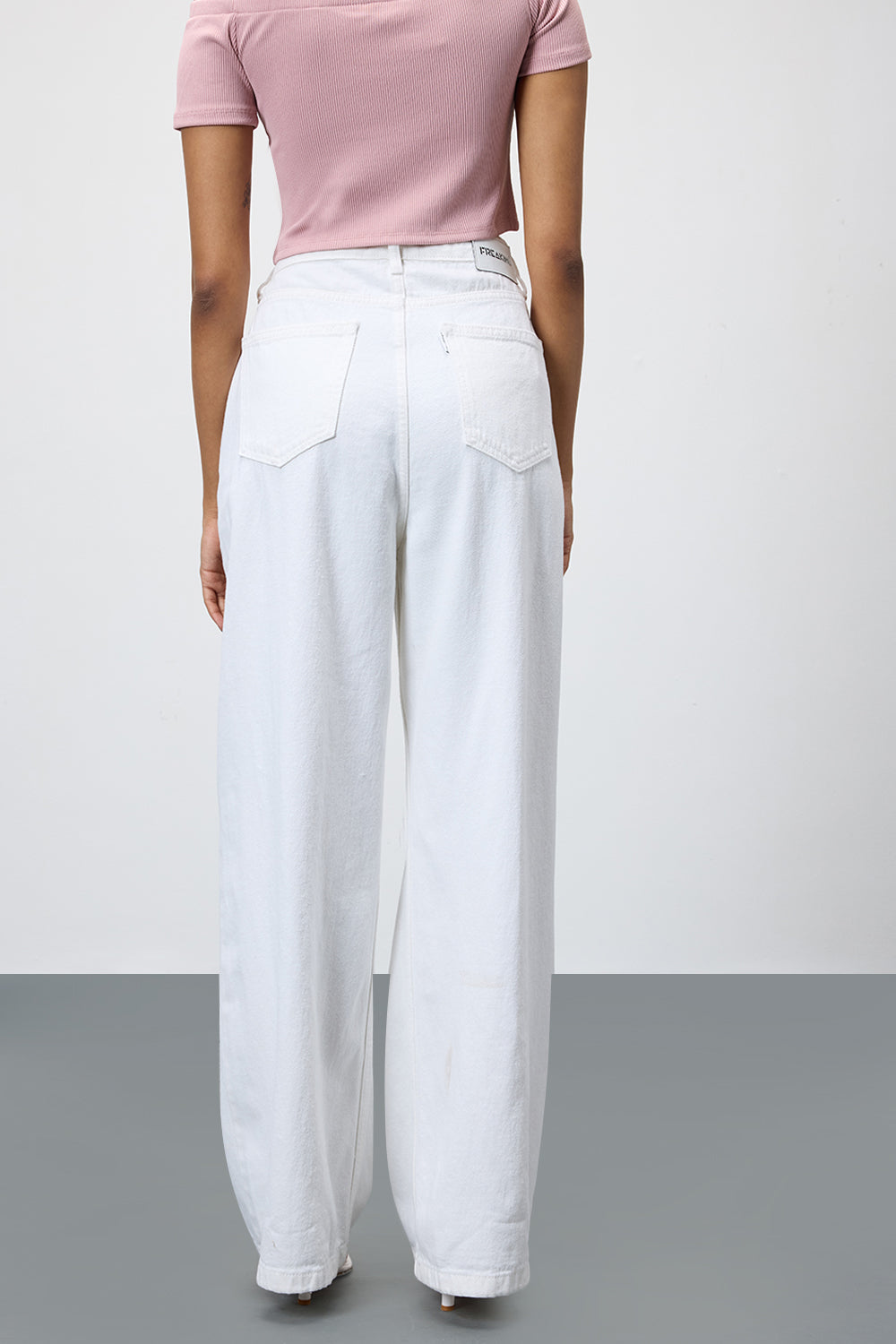 Pearl White Ripped Women's Wide Leg Jeans