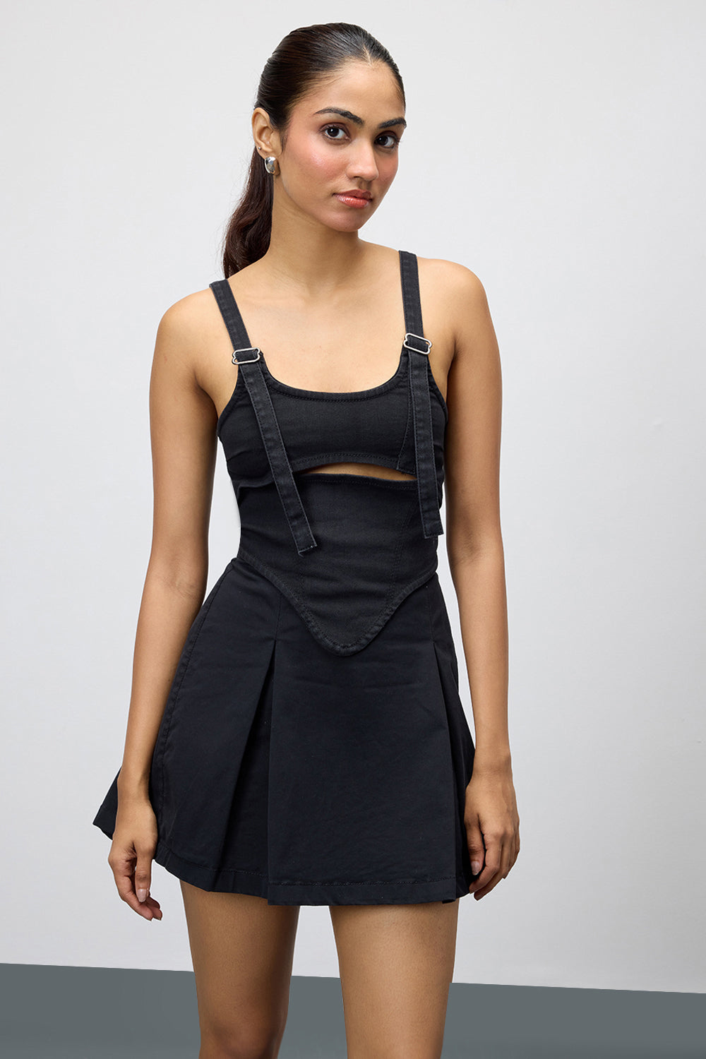 Black Adjustable Strap Women's Cutout Bustier Top