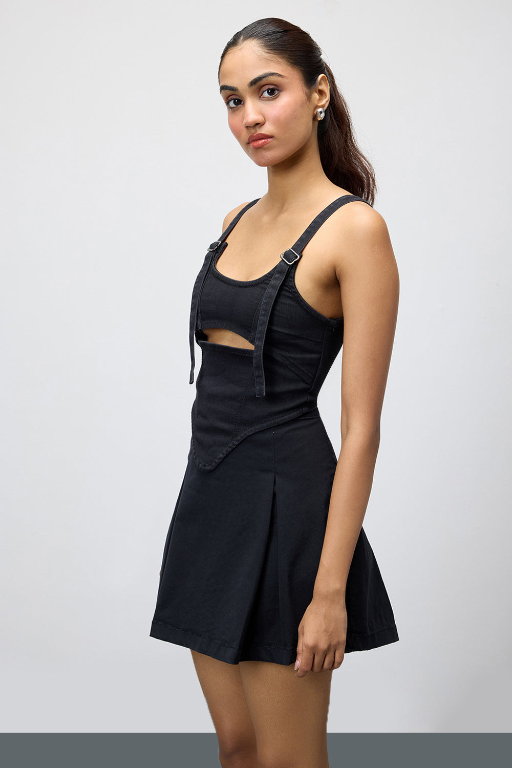 Black Adjustable Strap Women's Cutout Bustier Top