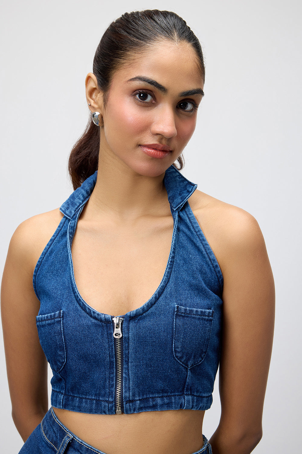 Blue Abyss Women's Denim Cropped Top