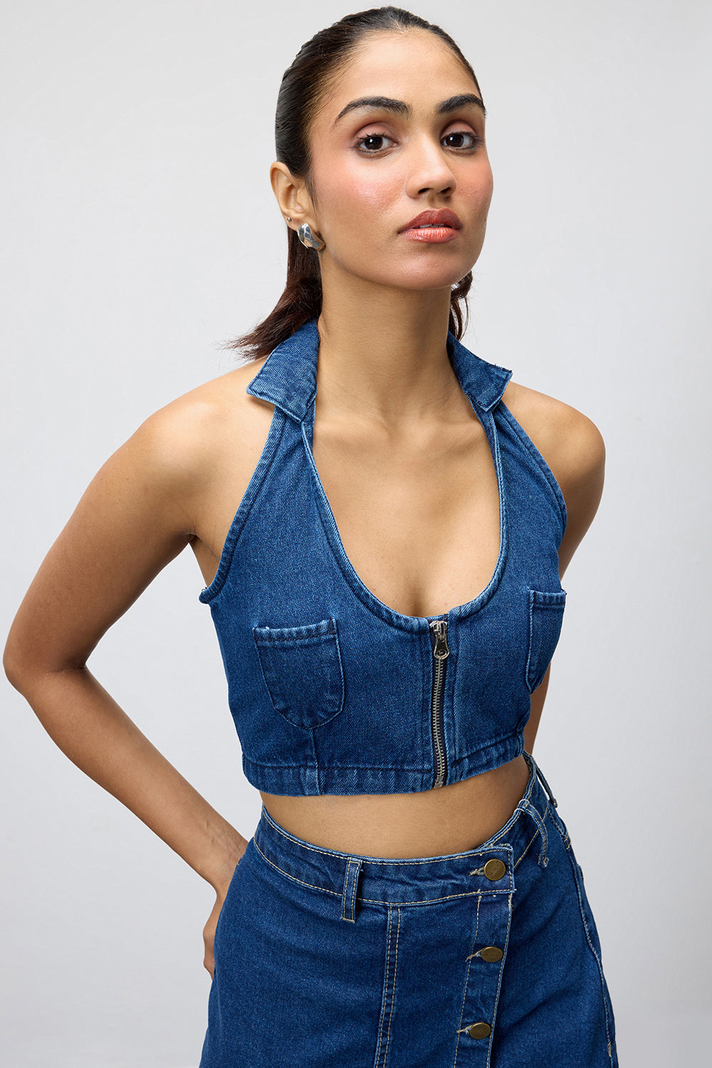 Blue Abyss Women's Denim Cropped Top