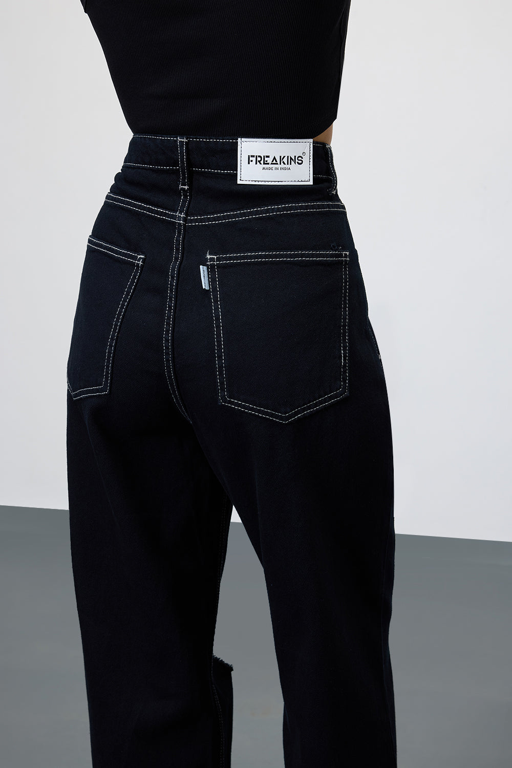 Shadow Black Ripped Women's Straight Leg Jeans