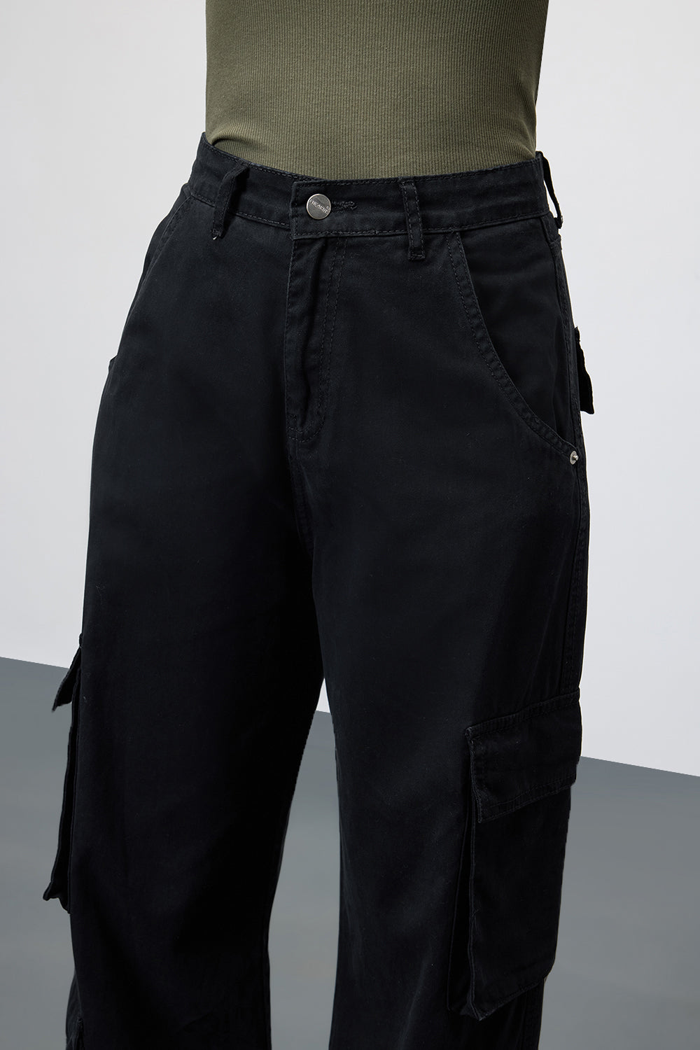 Charcoal Chore Utility Women's Baggy Straight Cargo Jeans