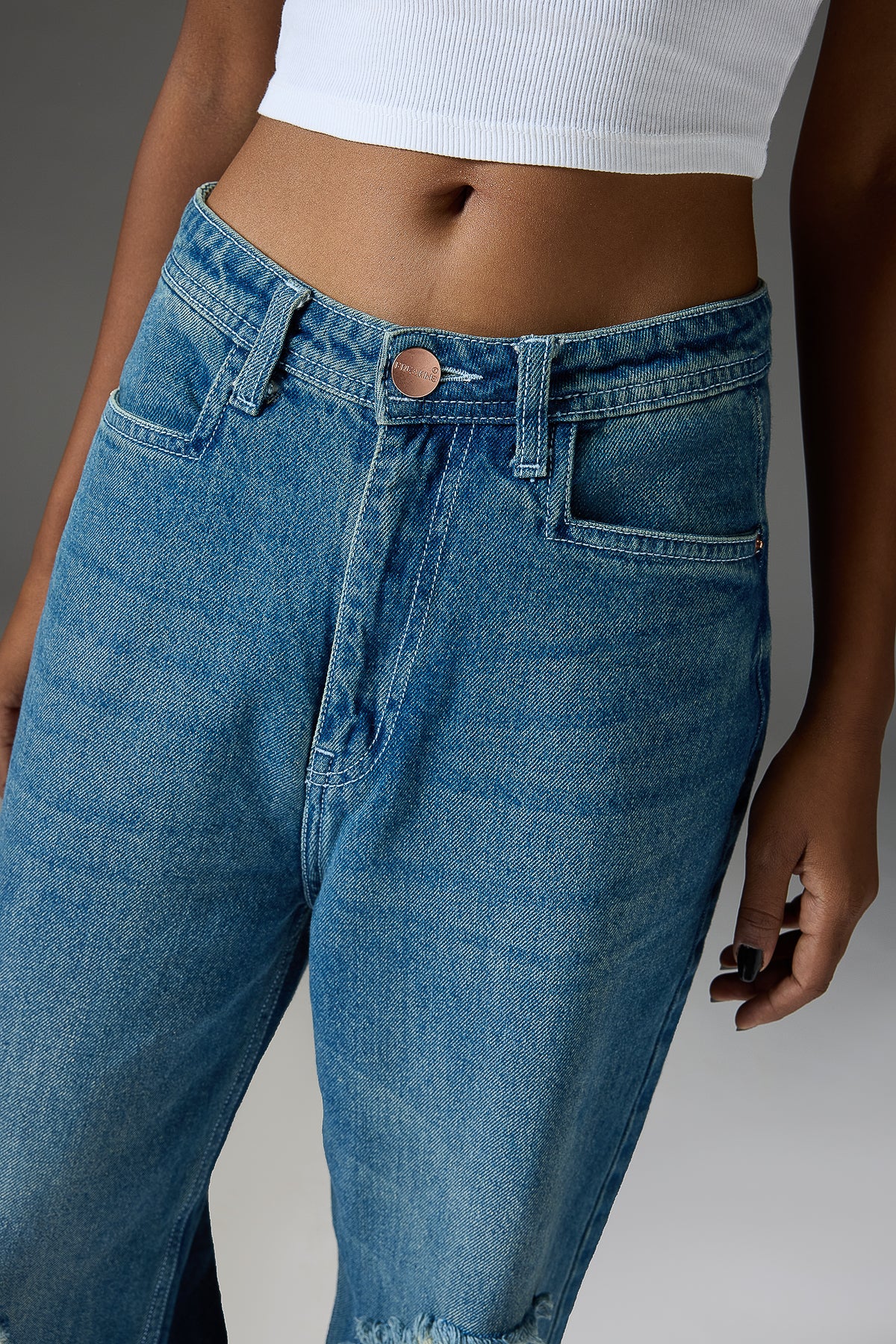 Tinted Indigo Distressed Women's Straight Jeans