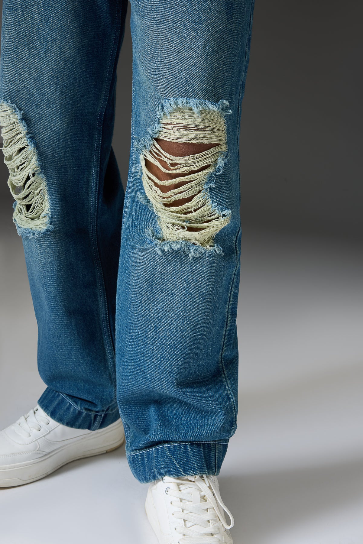 Tinted Indigo Distressed Women's Straight Jeans