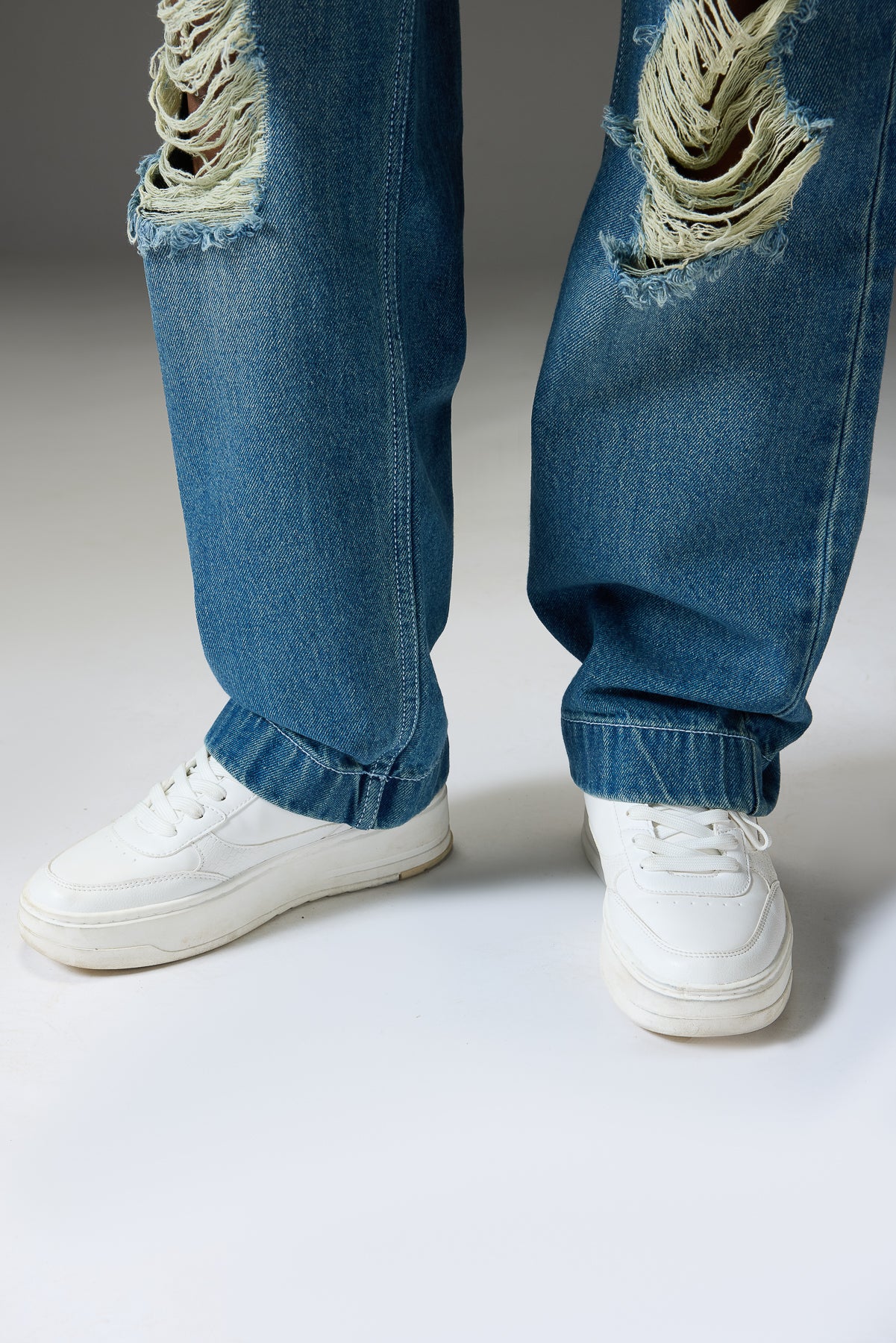 Tinted Indigo Distressed Women's Straight Jeans