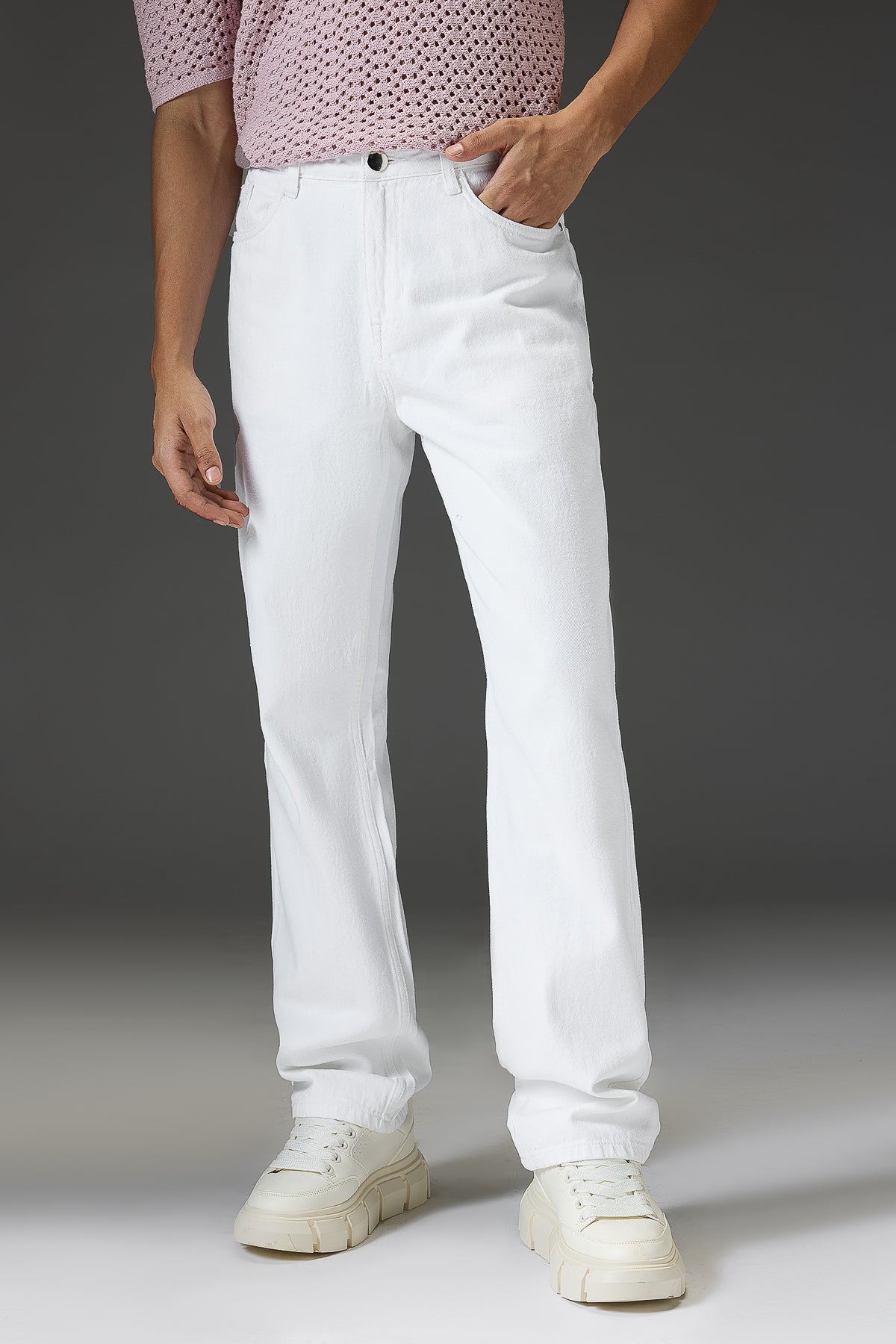 White Men's Slim Straight Jeans