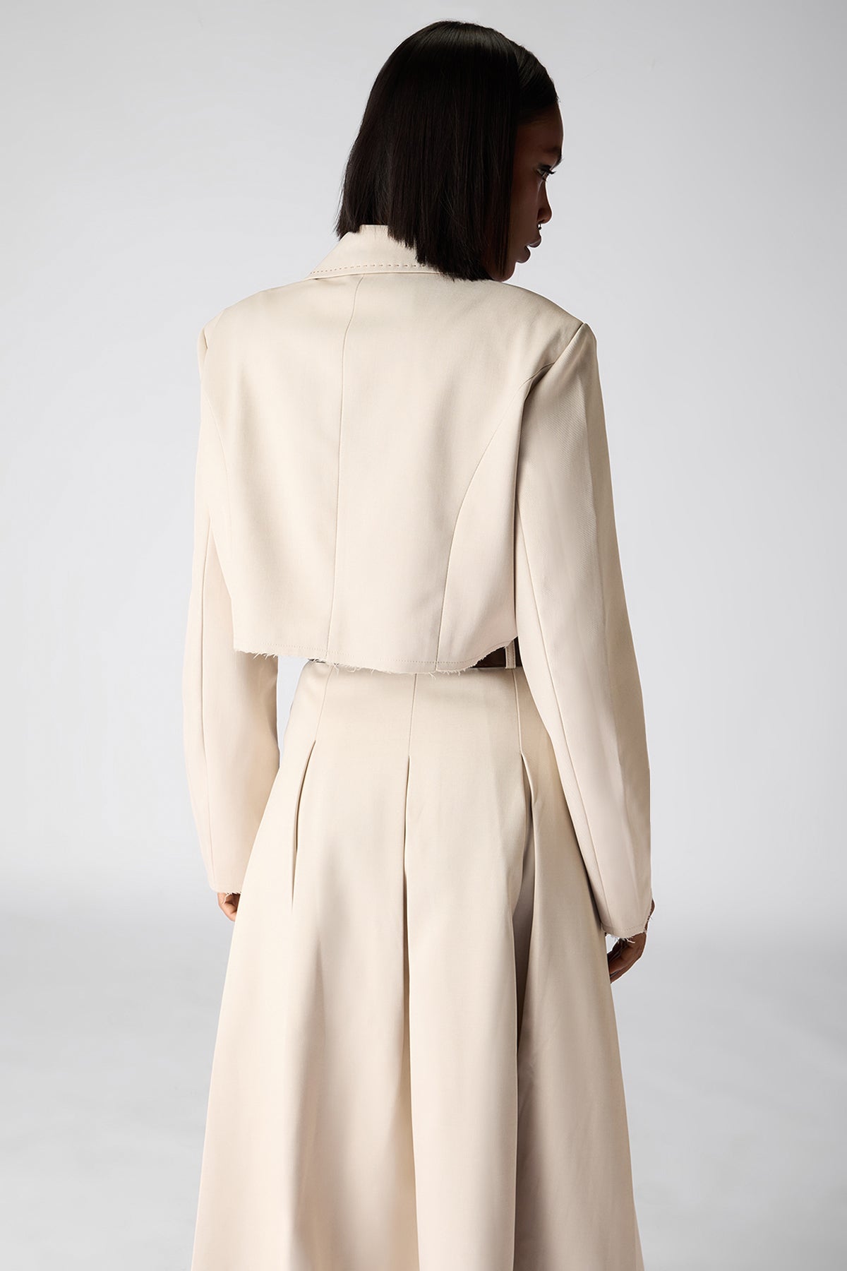 The 9 To 5 Essential Cropped Blazer- Beige