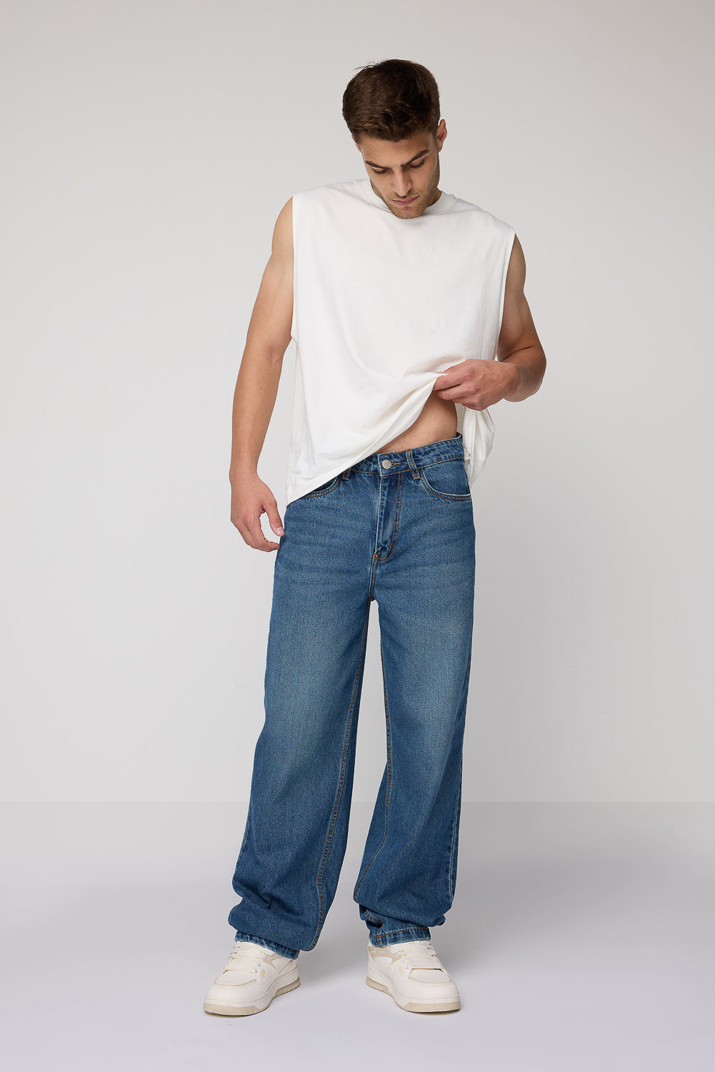 Misty Indigo Men's Baggy Straight Jeans