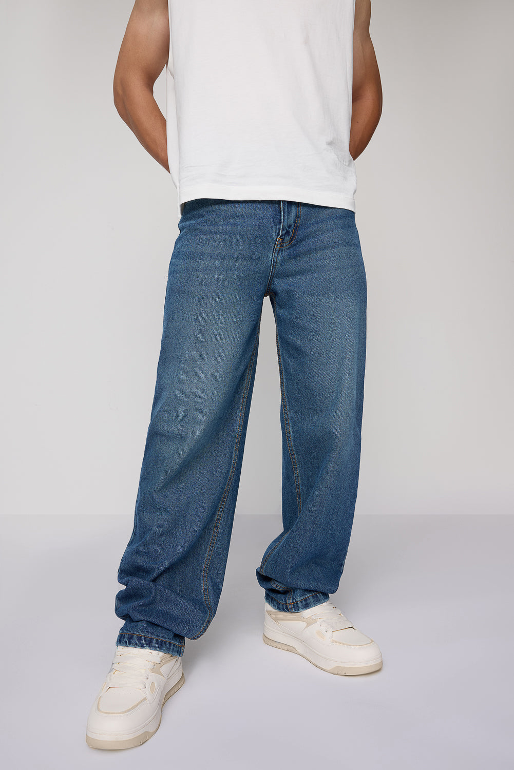 Misty Indigo Men's Baggy Straight Jeans