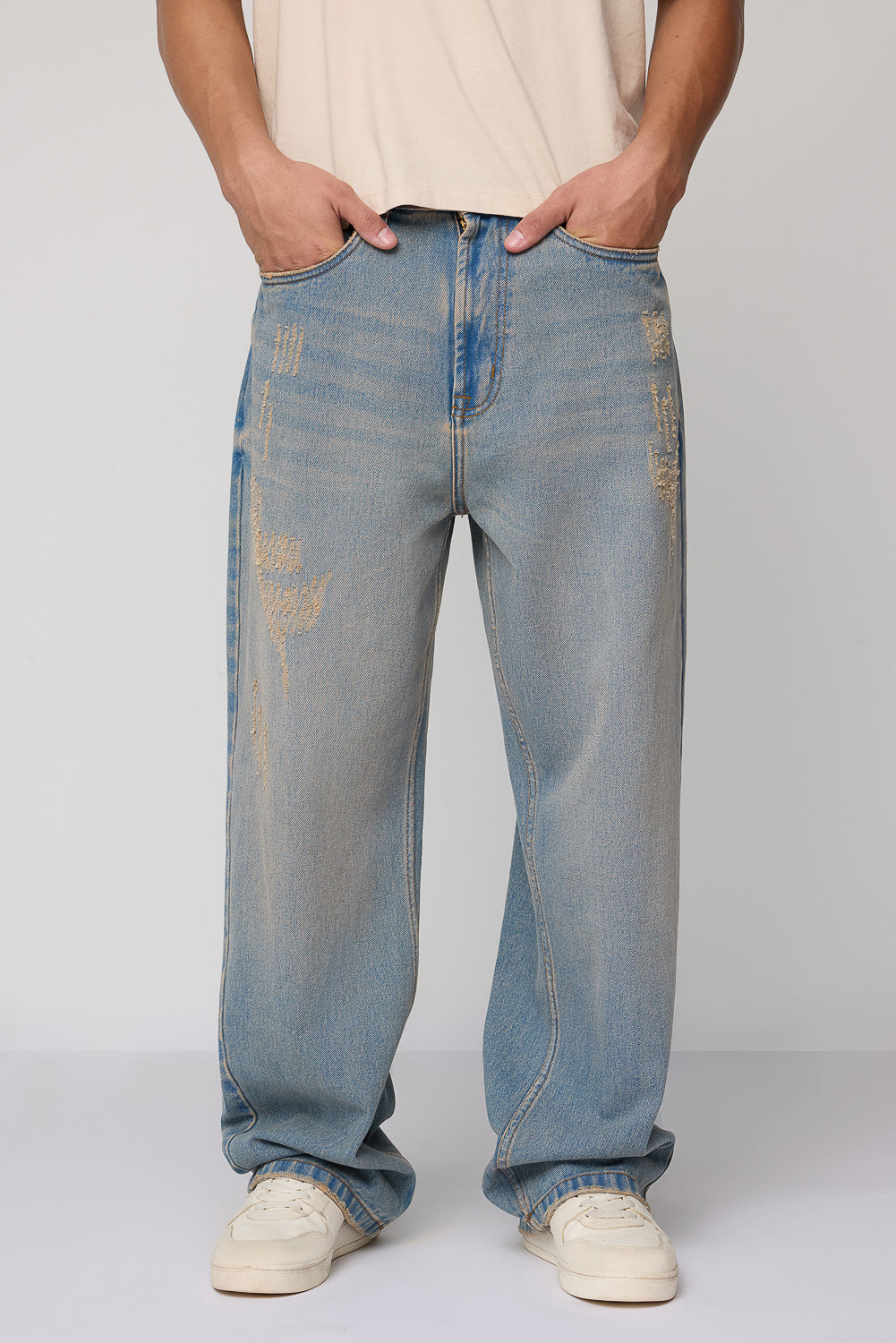 Calm Blue Men's Baggy Straight Fit Jeans