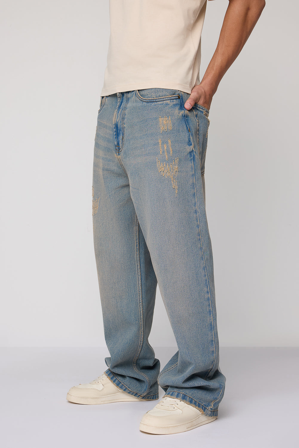 Calm Blue Men's Baggy Straight Fit Jeans