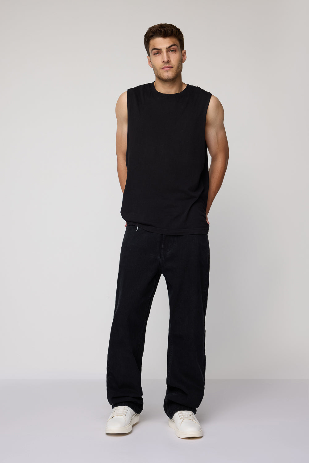 Shaded Black Men's Baggy Straight Jeans