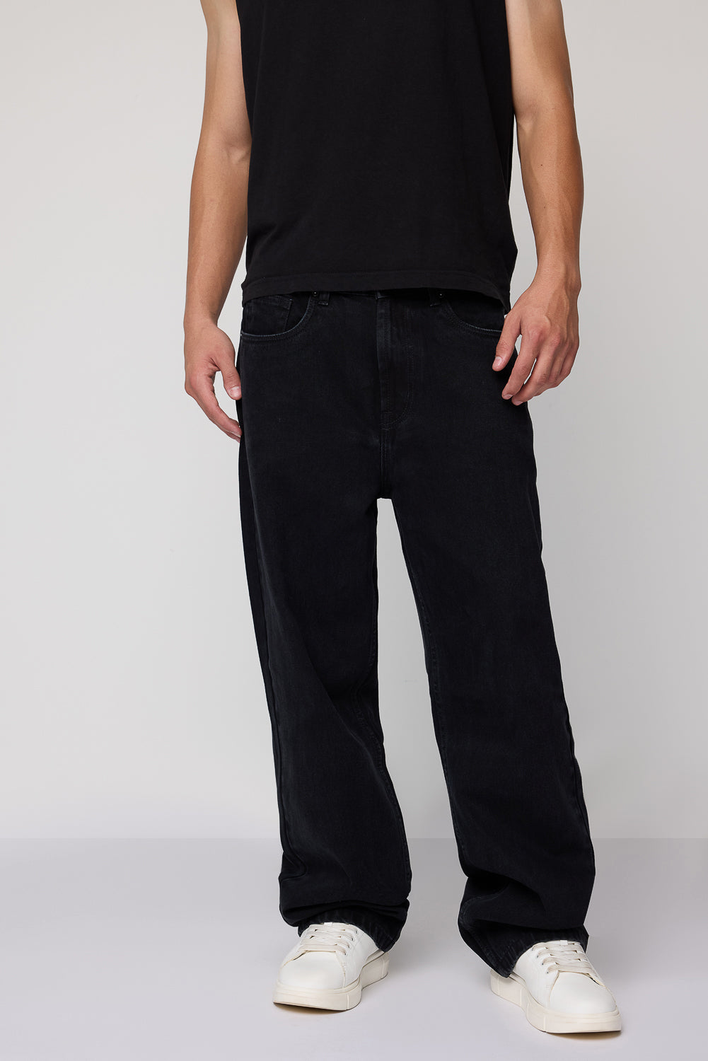 Shaded Black Men's Baggy Straight Jeans