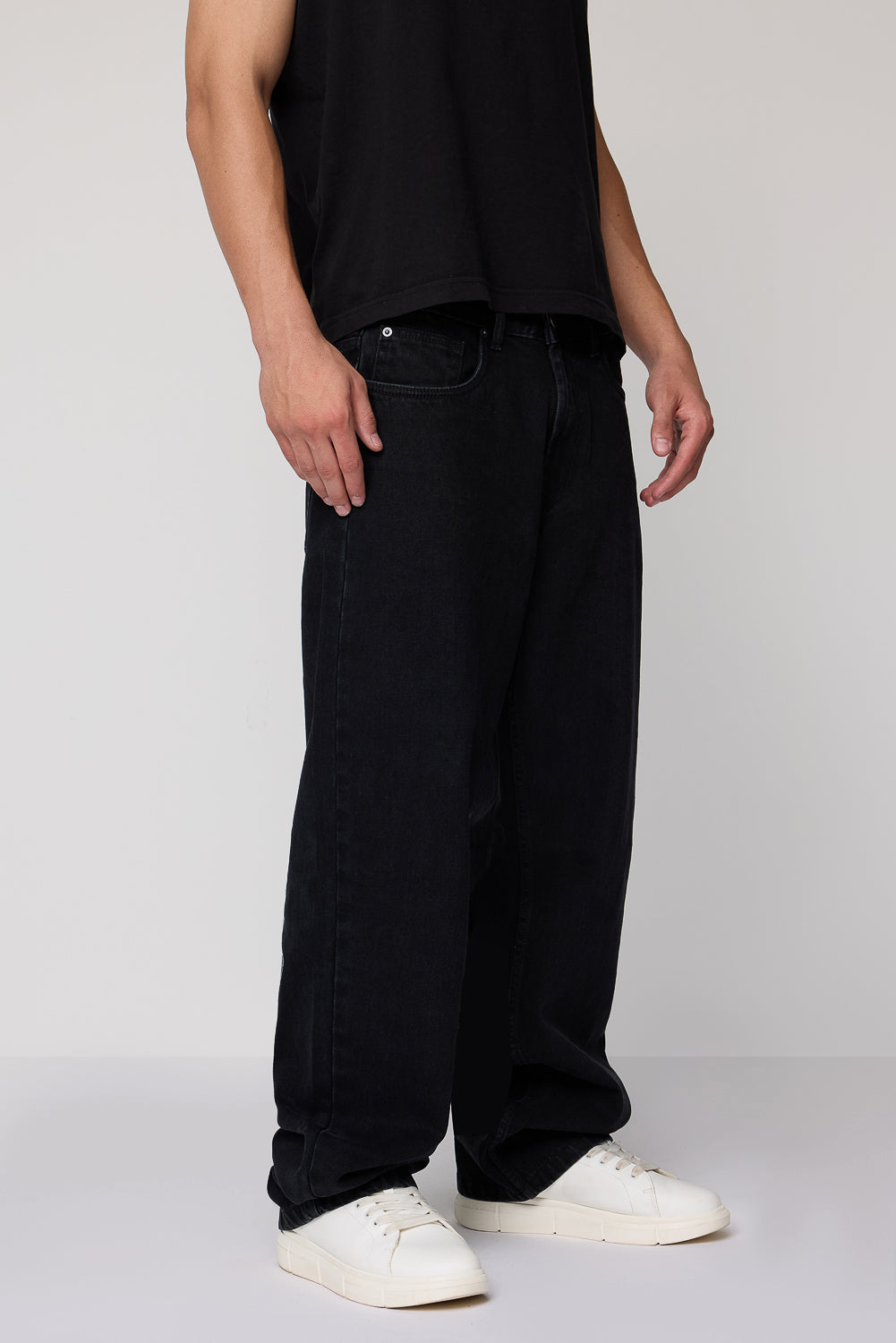 Shaded Black Men's Baggy Straight Jeans