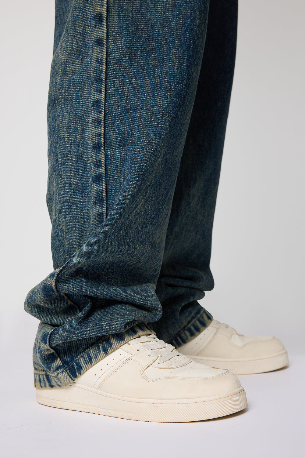 Edgy Acid Blue Men's Baggy Straight Jeans