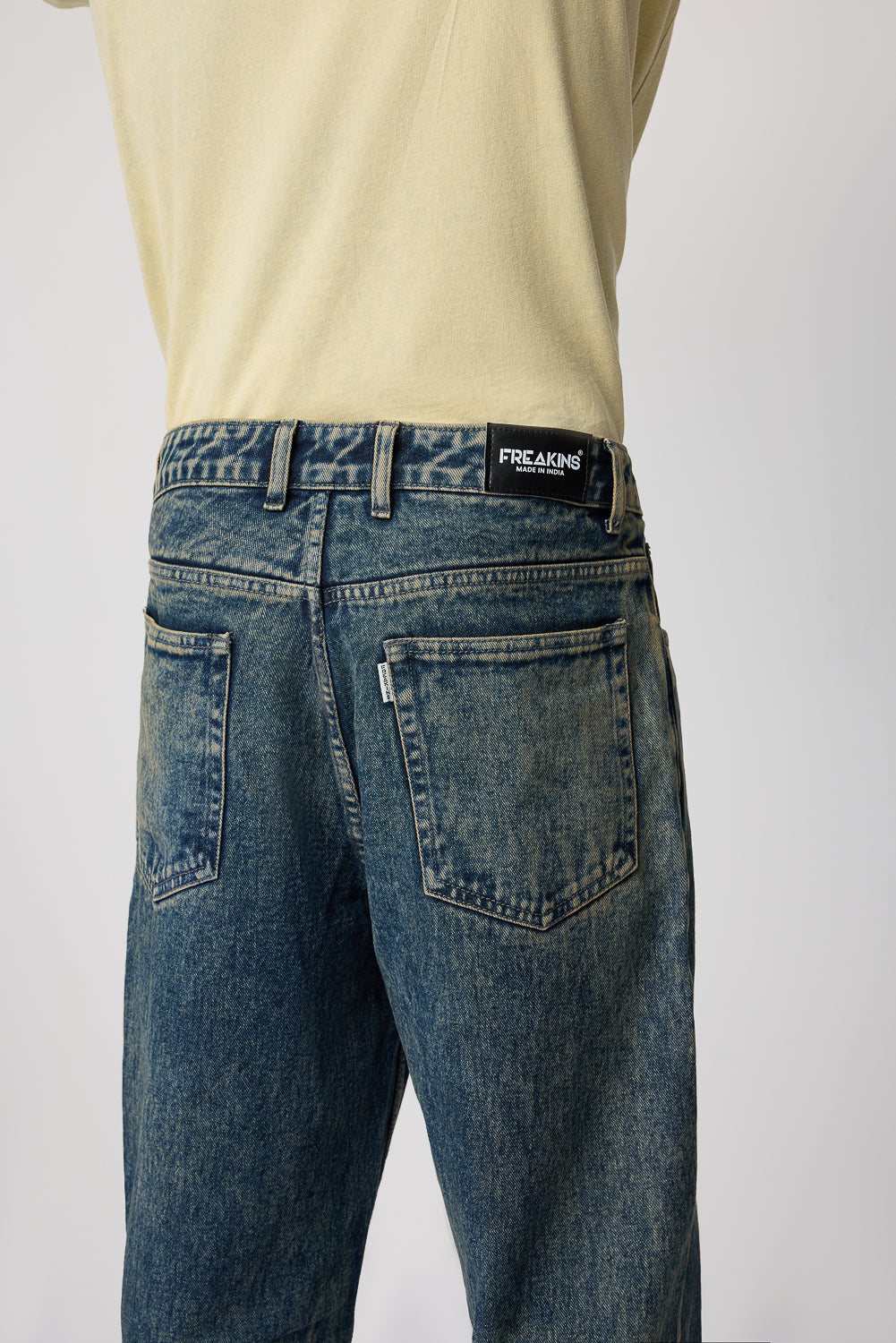 Edgy Acid Blue Men's Baggy Straight Jeans