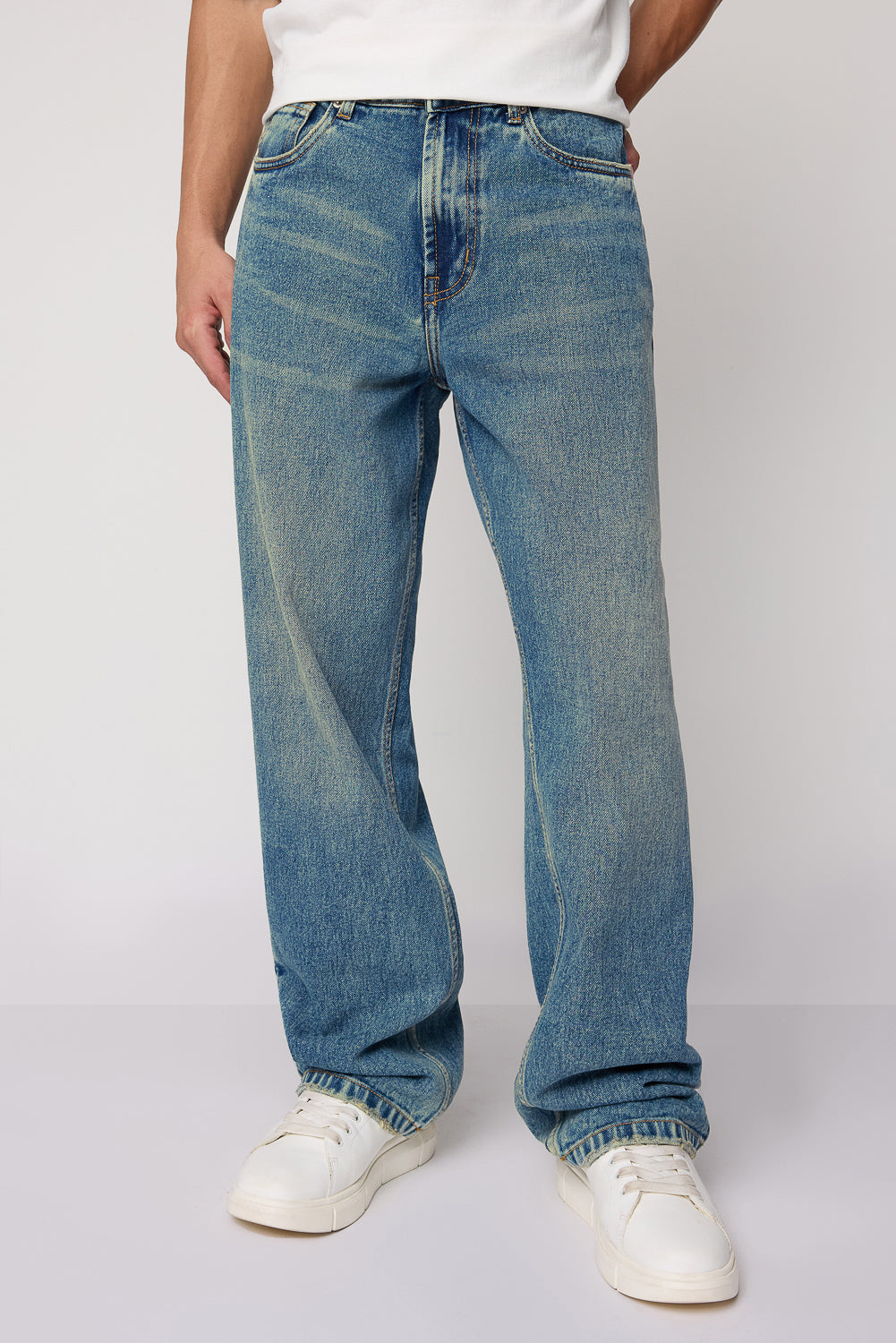 Blue Azure Men's Baggy Straight Cut Jeans