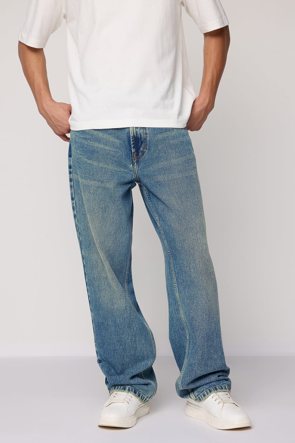 Blue Azure Men's Baggy Straight Cut Jeans