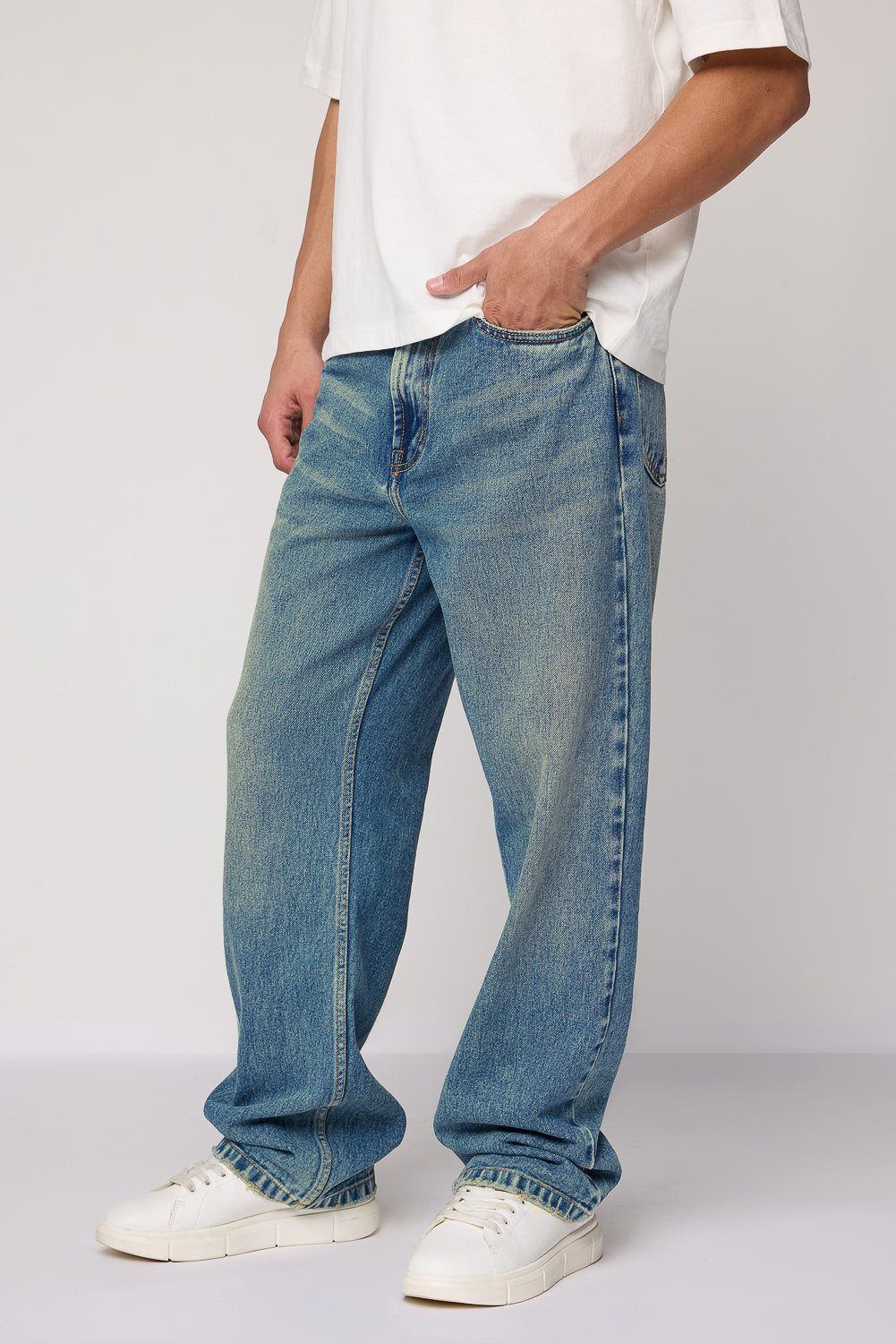 Blue Azure Men's Baggy Straight Cut Jeans