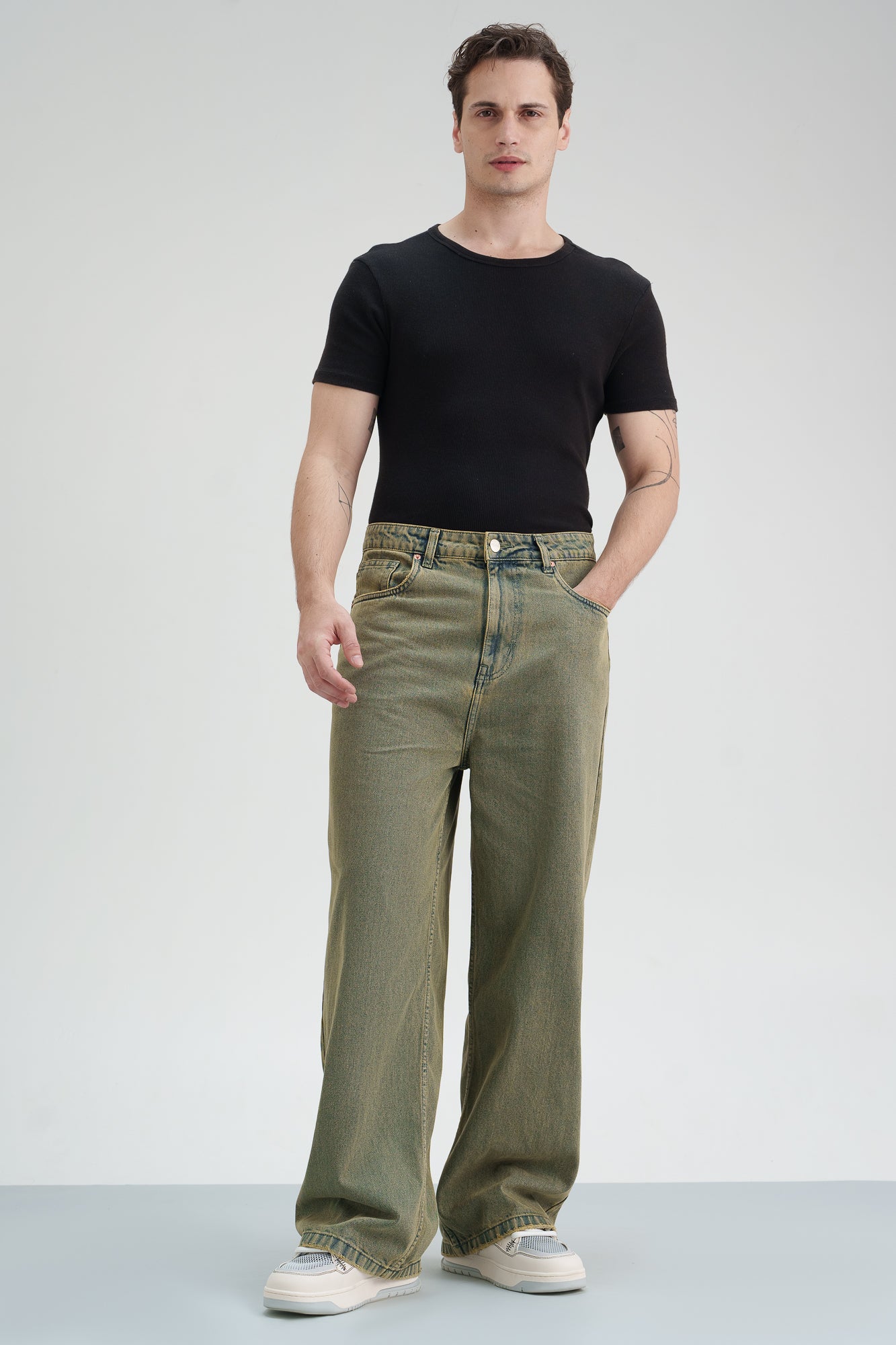 Fern Blue Men's Wide leg Jeans