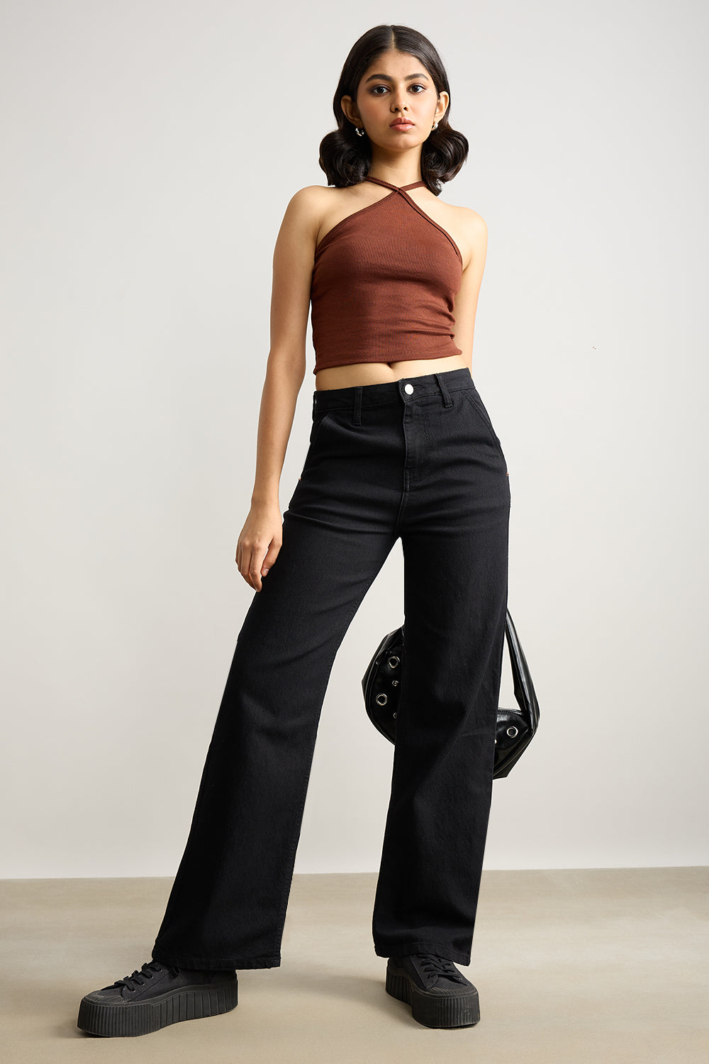 Jet Black Women's Wide Jeans
