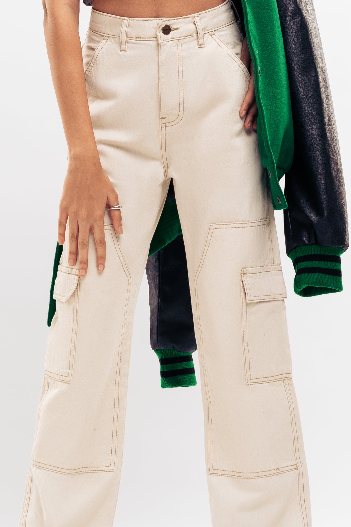 Ecru Women's Straight Cargo Jeans