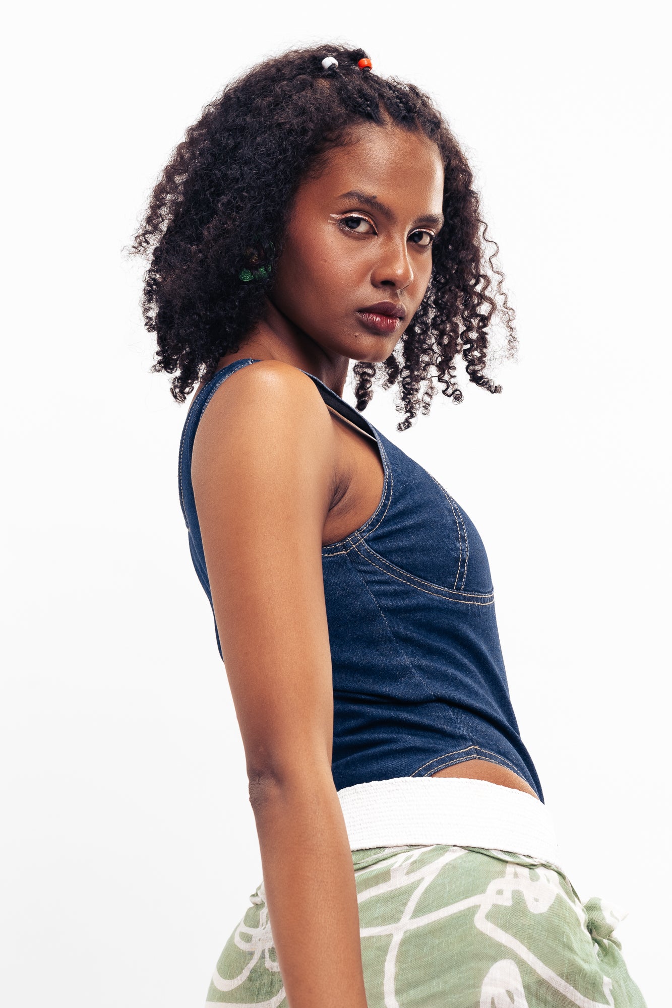 Dark Blue Women's Corset Bodysuit Top