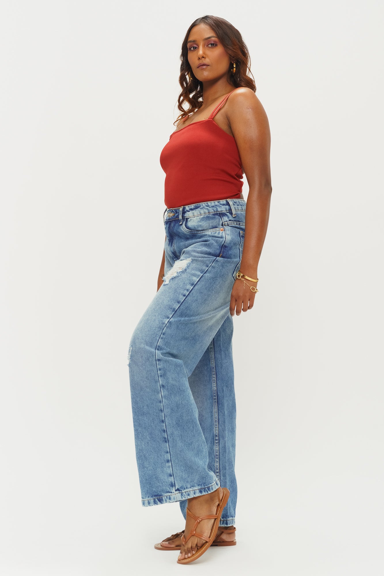 WINDY DISTRESSED WIDE JEANS