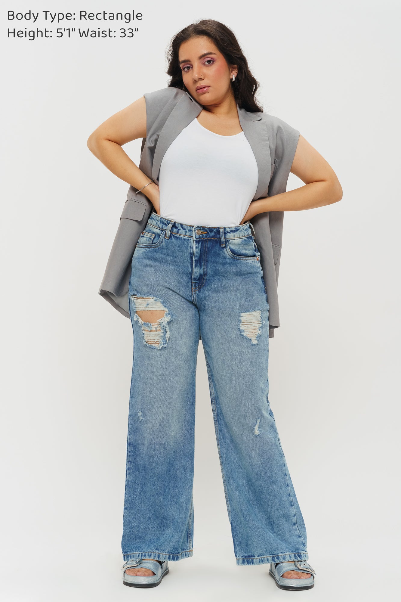 WINDY DISTRESSED WIDE JEANS