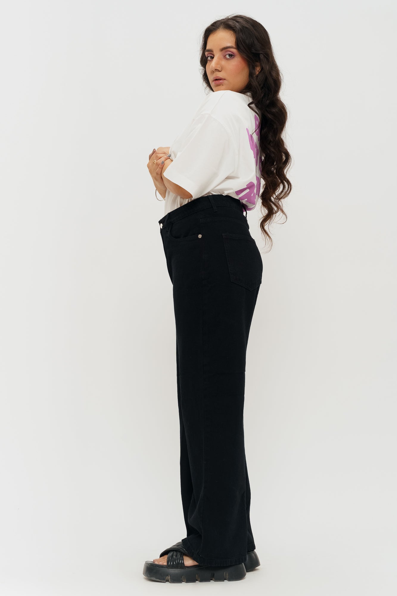 Jet Black Women's Wide Jeans