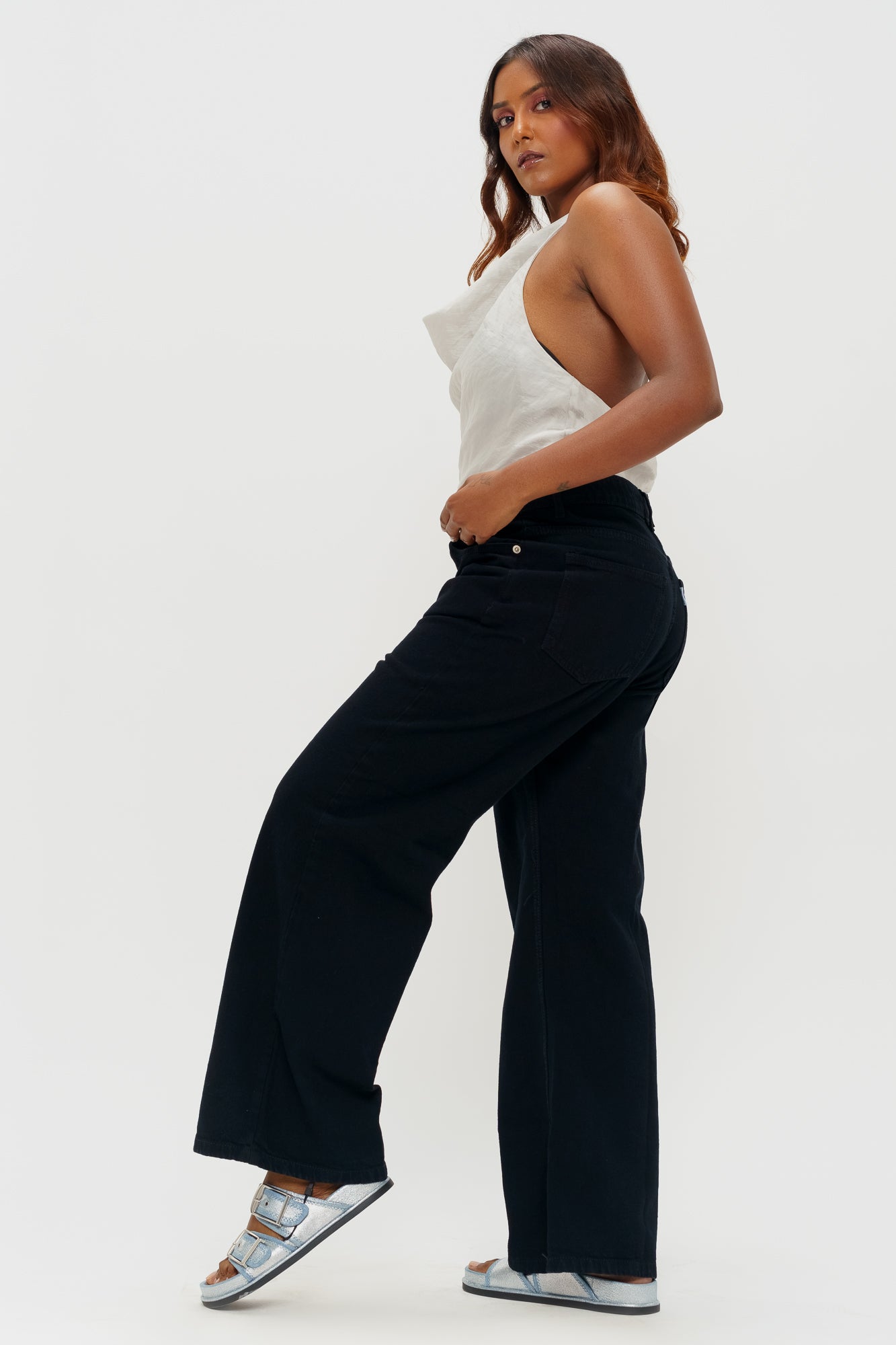 Jet Black Women's Wide Jeans