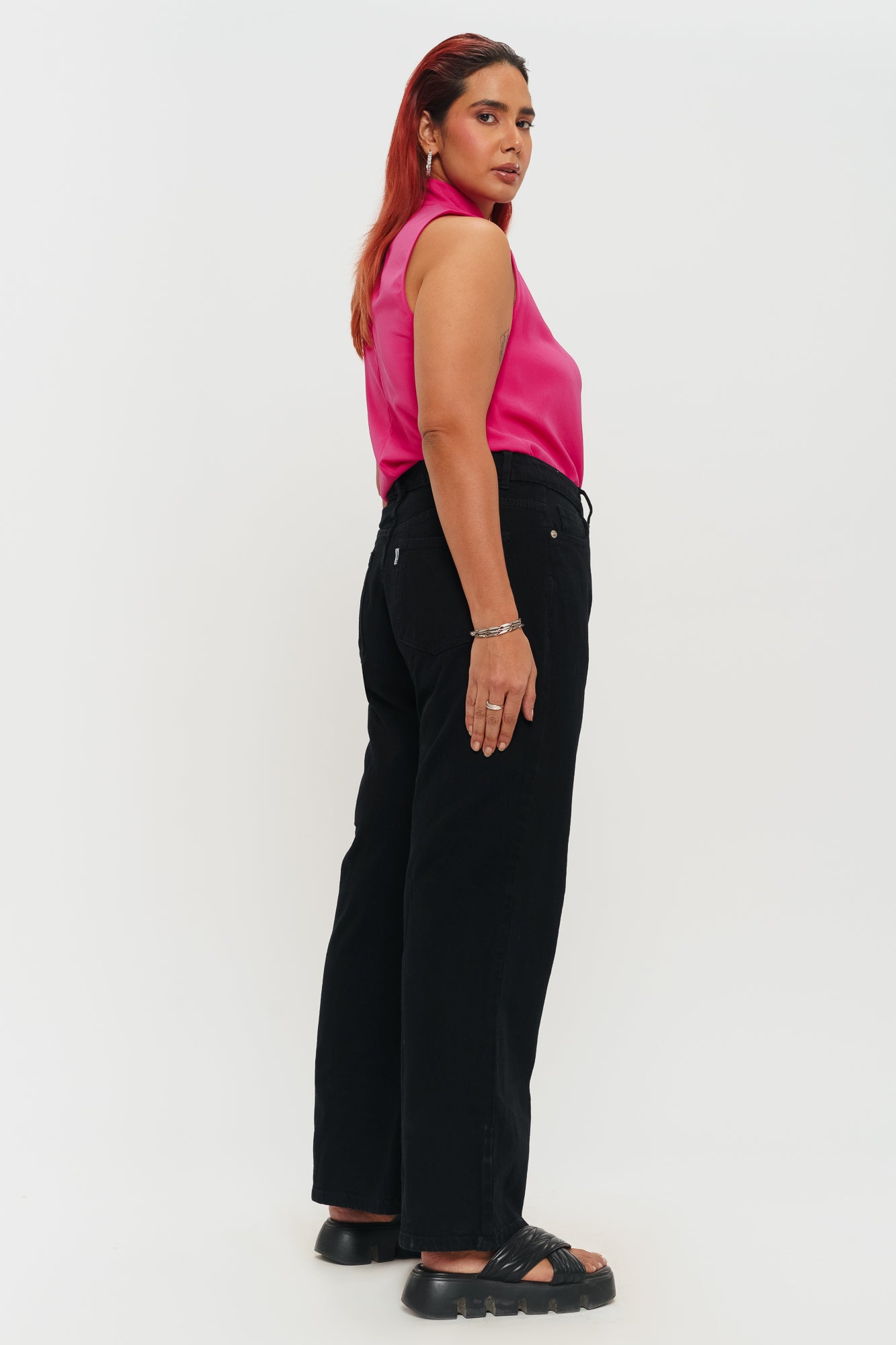 Jet Black Women's Wide Jeans