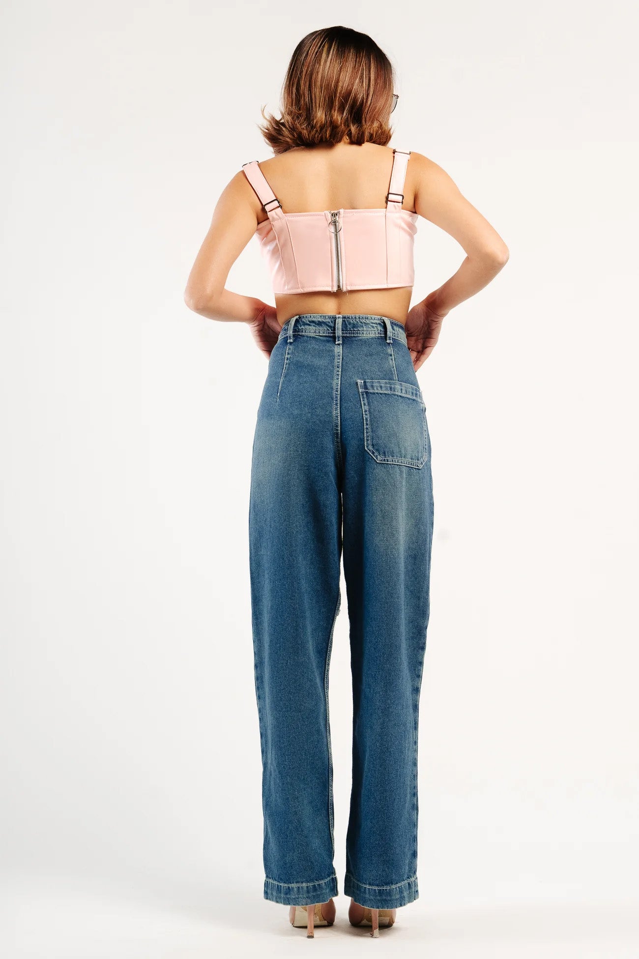 Blue Tinted Distressed Women's Straight Jeans